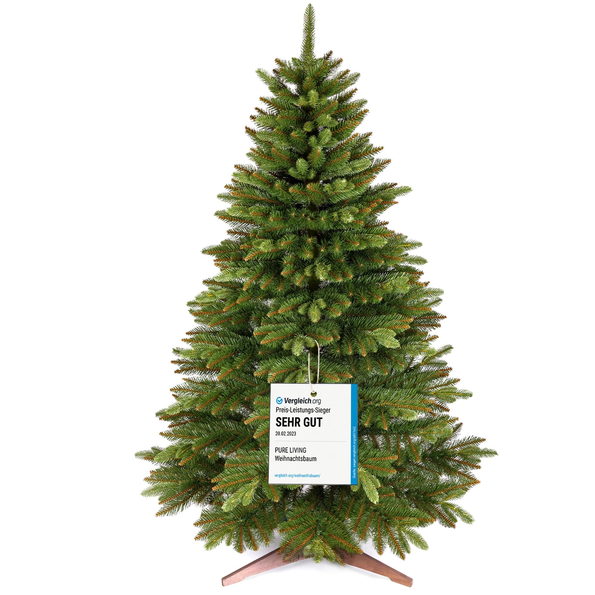 Künstlicher Weihnachtsbaum - Lebensähnlich, besonders dichte Äste, einfache Montage, Made in EU - Premium-Weihnachtsbaum mit Holzständer, Aufbewahrungstasche - Eleganter Nordmann Tannenbaum / Varianten Auswahl - Restposten Neu & OVP!