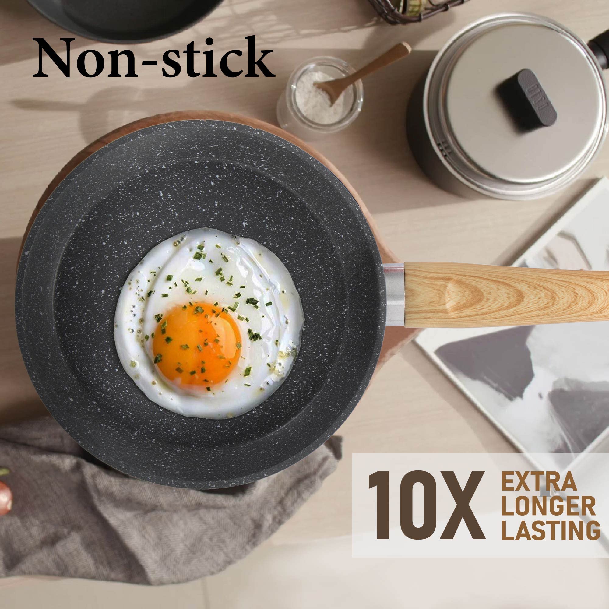 12-teiliges graues Granit-Kochtopfset, Non-Stick Pot Set und Pfannenset / NEU & OVP!