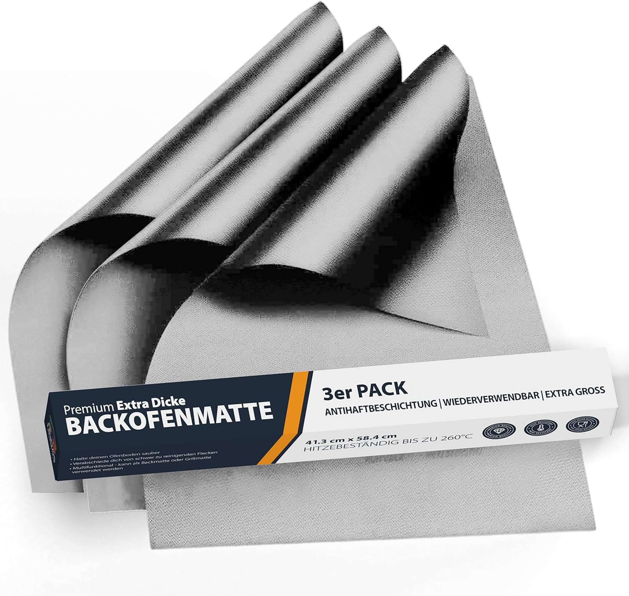 Dauerbackfolie für Backofen und Grill, Backpapier wiederverwendbar geeignet für Elektro- und Gasbackofen, antihaftbeschichtet, für den Backofenboden, BPA- und PFOA-frei (3er Pack)