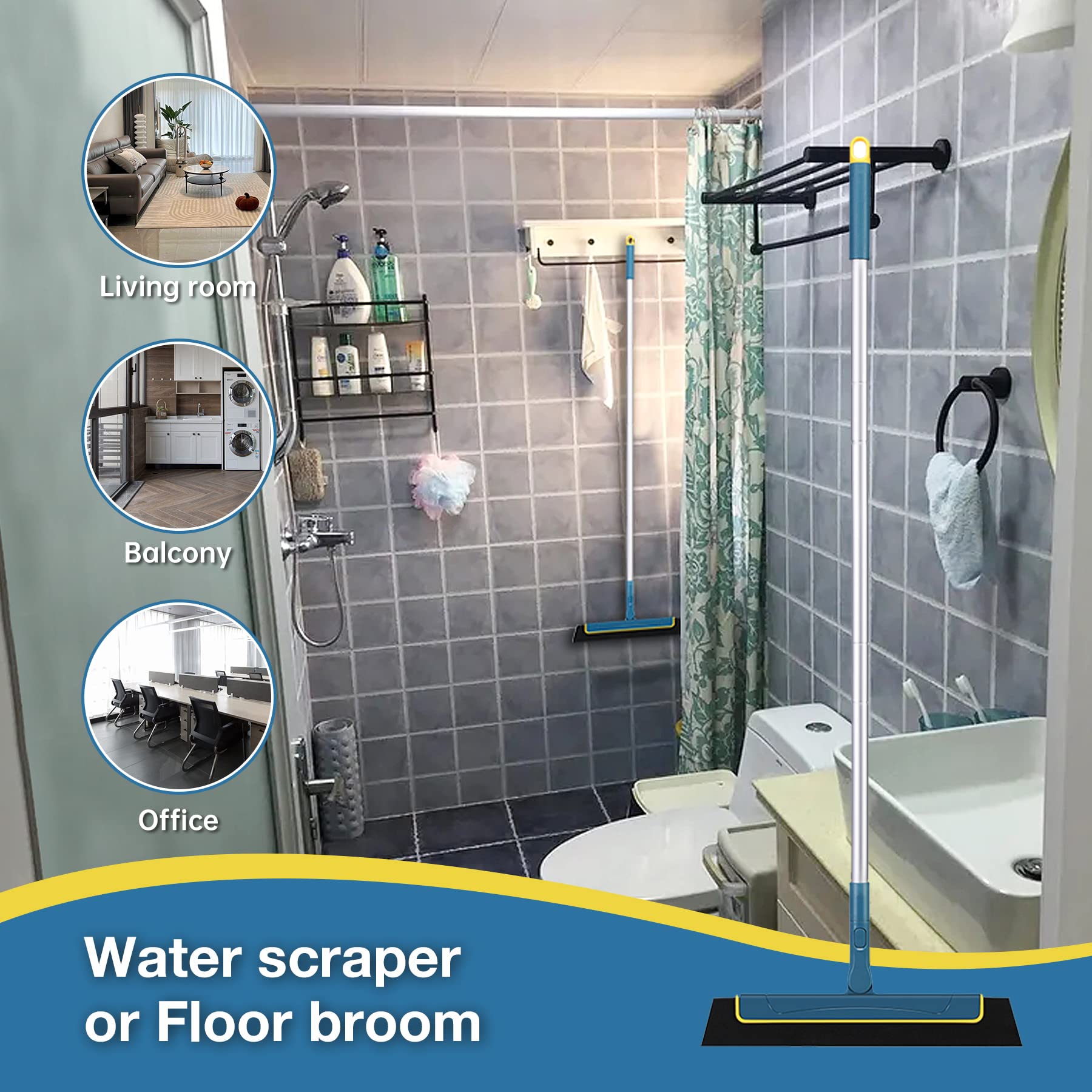 Duschabzieher,Abzieher Dusche Boden,Segmentiertes Design, Verstellbare Länge / Reinigungswasser, Tierhaare, Seifenwasser,Wasserschieber für Badezimmerböden, Fenster, Spiegel