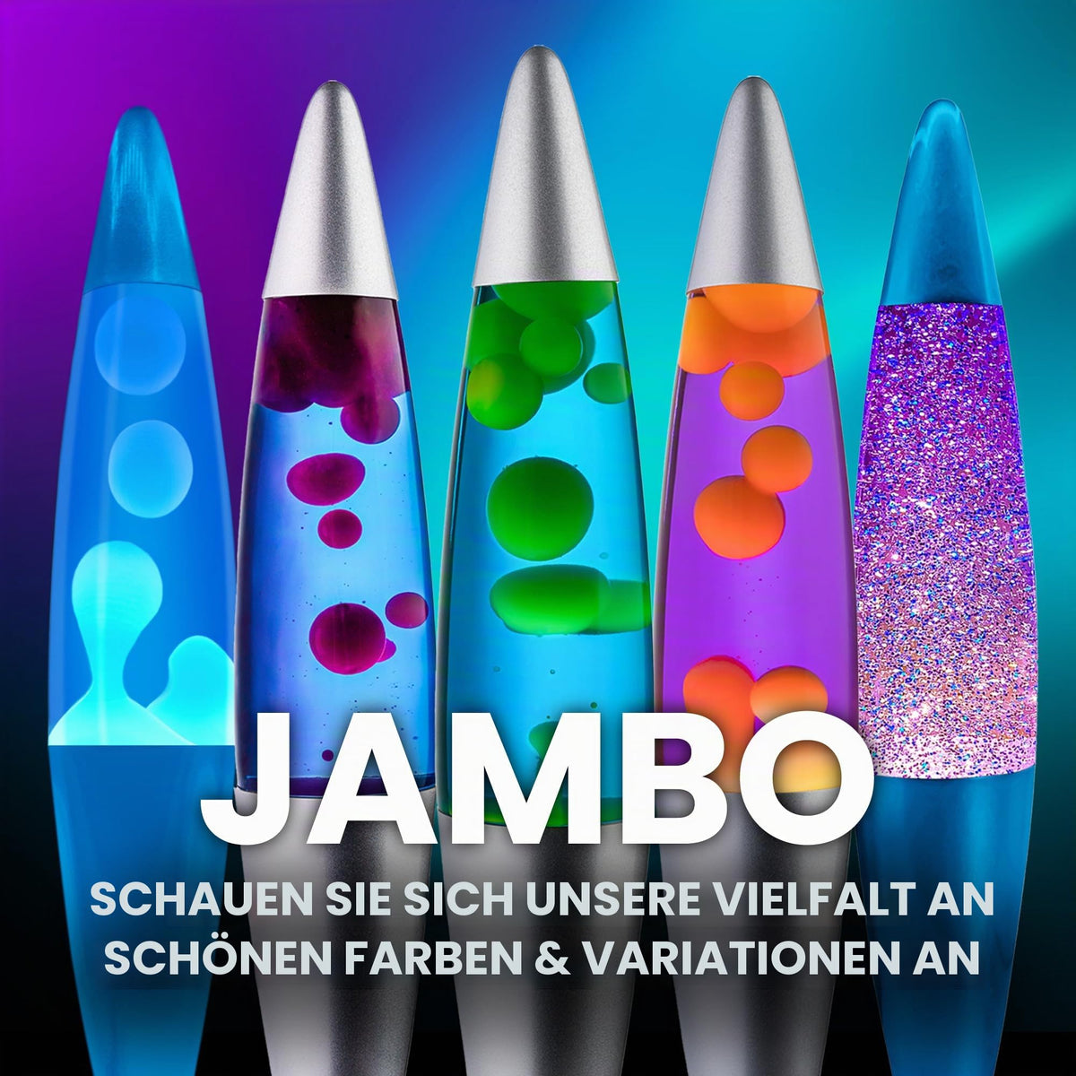 Jambo 40,6 cm schöne flüssige Bewegungslampe mit Wachs, das wie Lava fließt, unterhaltsam für Erwachsene, Jugendliche und Kinder (blaue Basis, blaue Flüssigkeit, gelbes Wachs, 40,6 cm