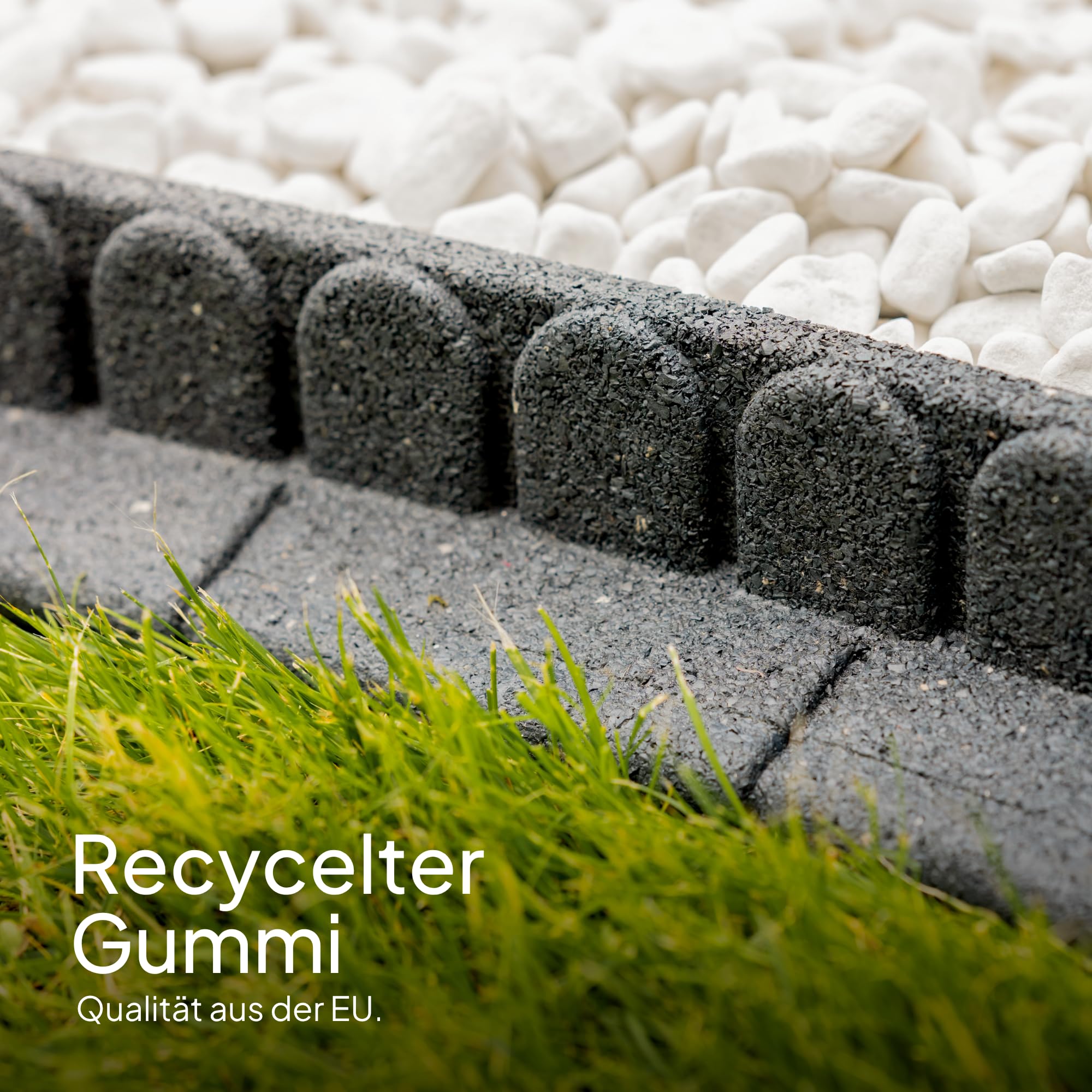 Flexible Rasenkante aus Recyceltem Gummi - Rasenmäherfreundliche Mähkante - Leicht zu verarbeitende Rasenkantensteine - Stabile Beetumrandung & Beeteinfassung - Anthrazit