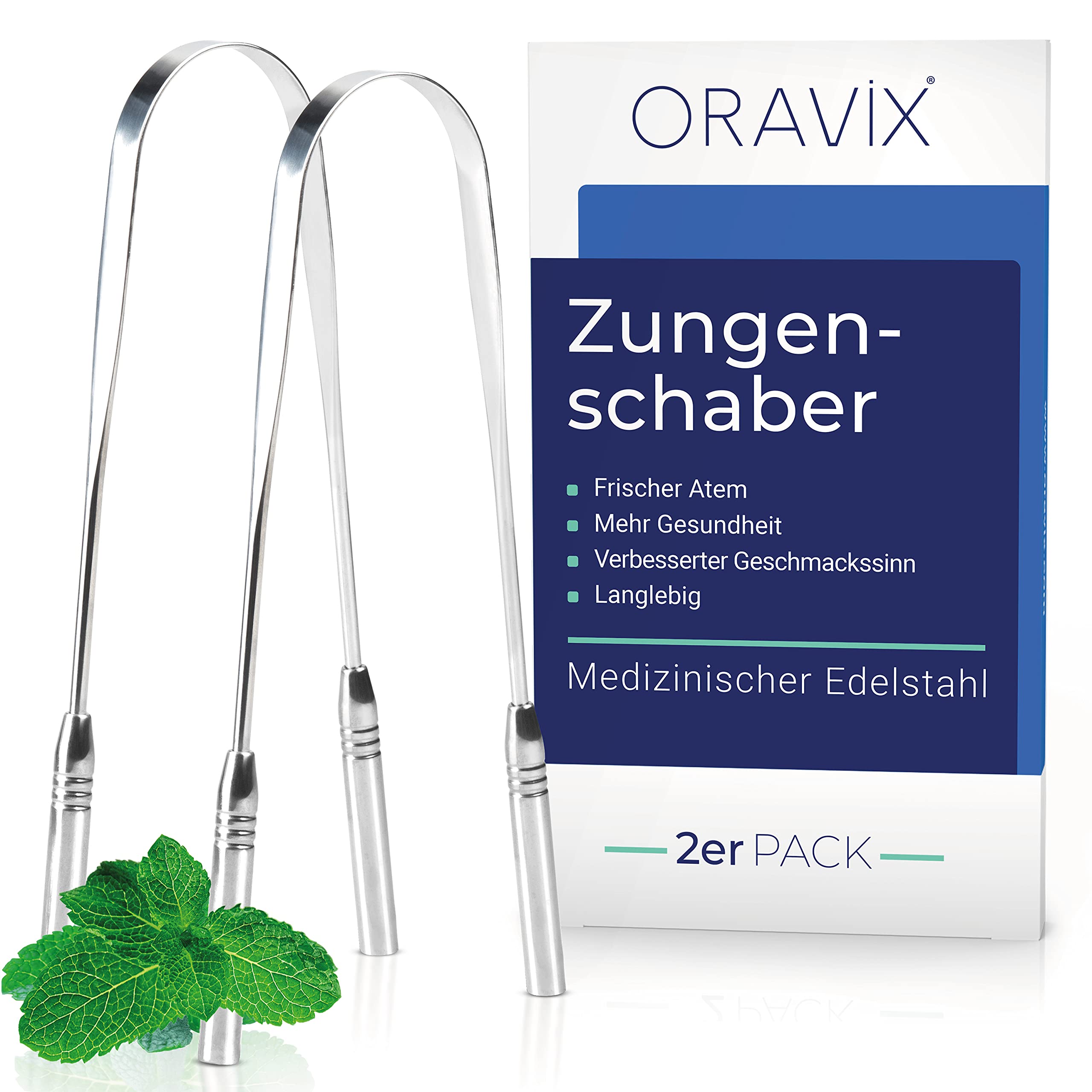 Zungenschaber Edelstahl | Dreier-Pack | Zungenreiniger | Für einen frischen Atem und eine bessere Mundgesundheit | Zungenreiniger Edelstahl | Zungenreiniger für Kinder und Erwachsene | ORAVIX