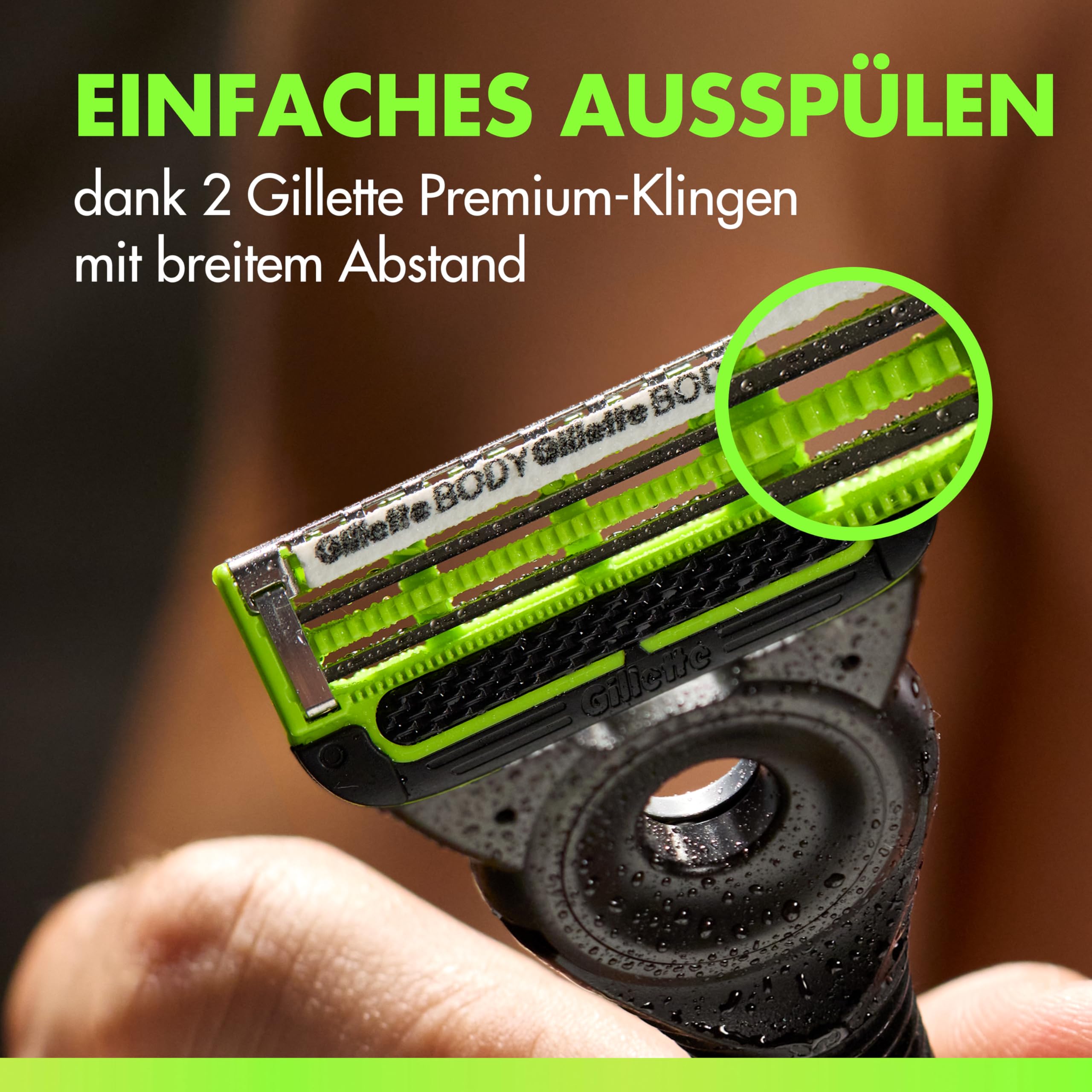 Gillette Labs Body & Intimate Rasierklingen, 12 Original Ersatzklinge, Grün