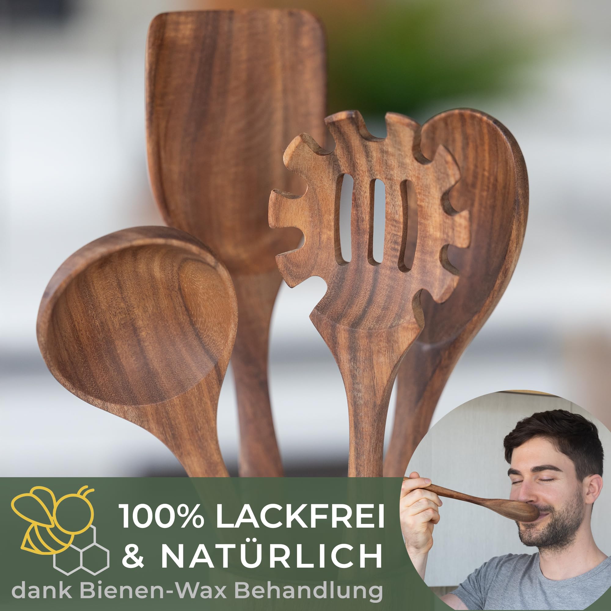 Magnetische Messerstreifen (40 x 5 cm) - Magnetstreifen aus elegantem Akazienholz - Magnetische Messerhalter für schwere Messer - Magnetische Messerstreifen zum Kleben oder Schrauben - Magnetische Messerhalterung