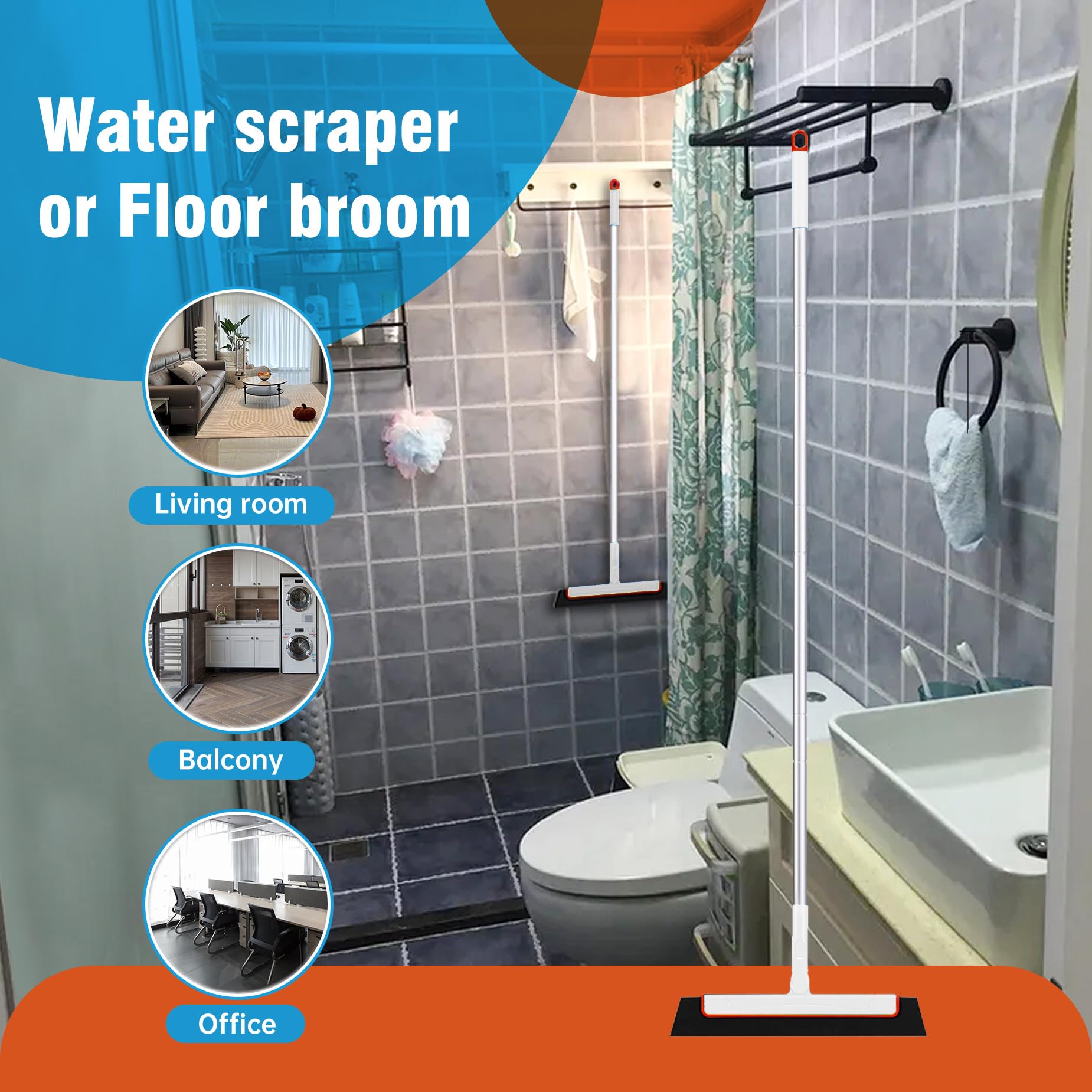 Duschabzieher,Abzieher Dusche Boden,Segmentiertes Design, Verstellbare Länge / Reinigungswasser, Tierhaare, Seifenwasser,Wasserschieber für Badezimmerböden, Fenster, Spiegel