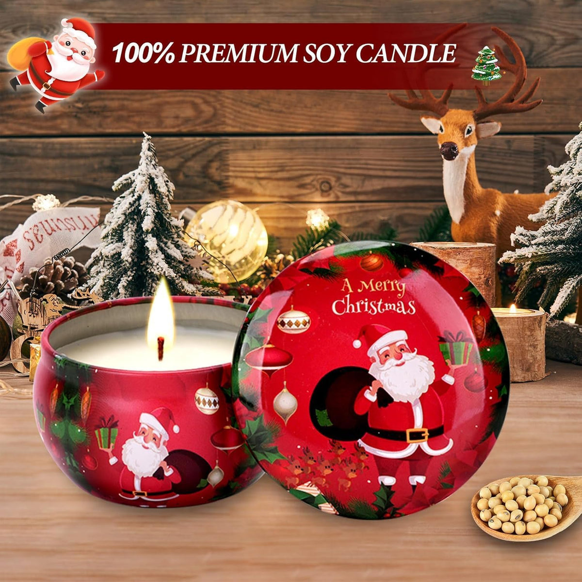 Duftkerze Geschenkset Weihnachten, 12 Pack Weihnachtskerzen Weihnachtsgeschenke Set, Natürliche Sojawachs Aromatherapie Kerzen Geschenkset für Frauen, für Weihnachten, Jubiläum