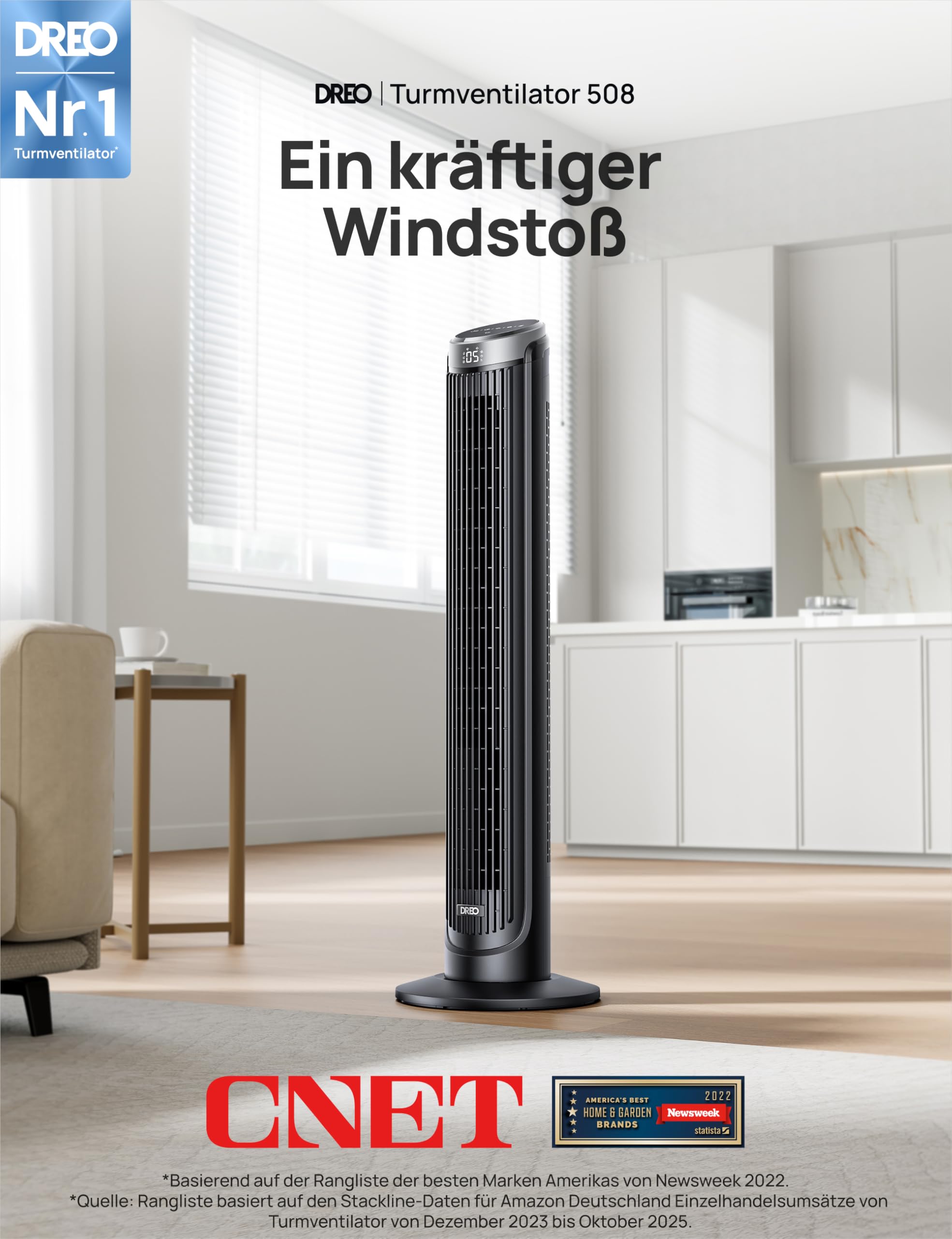 Leiser Turmventilator, Kühlung Fernbedienung 5-Geschwindigkeit 4 Modi 12 Std Timer, 90° Oszillierendes Tower Fan Standventilator für Schlafzimmer, Cruiser Pro T3, Schwarz