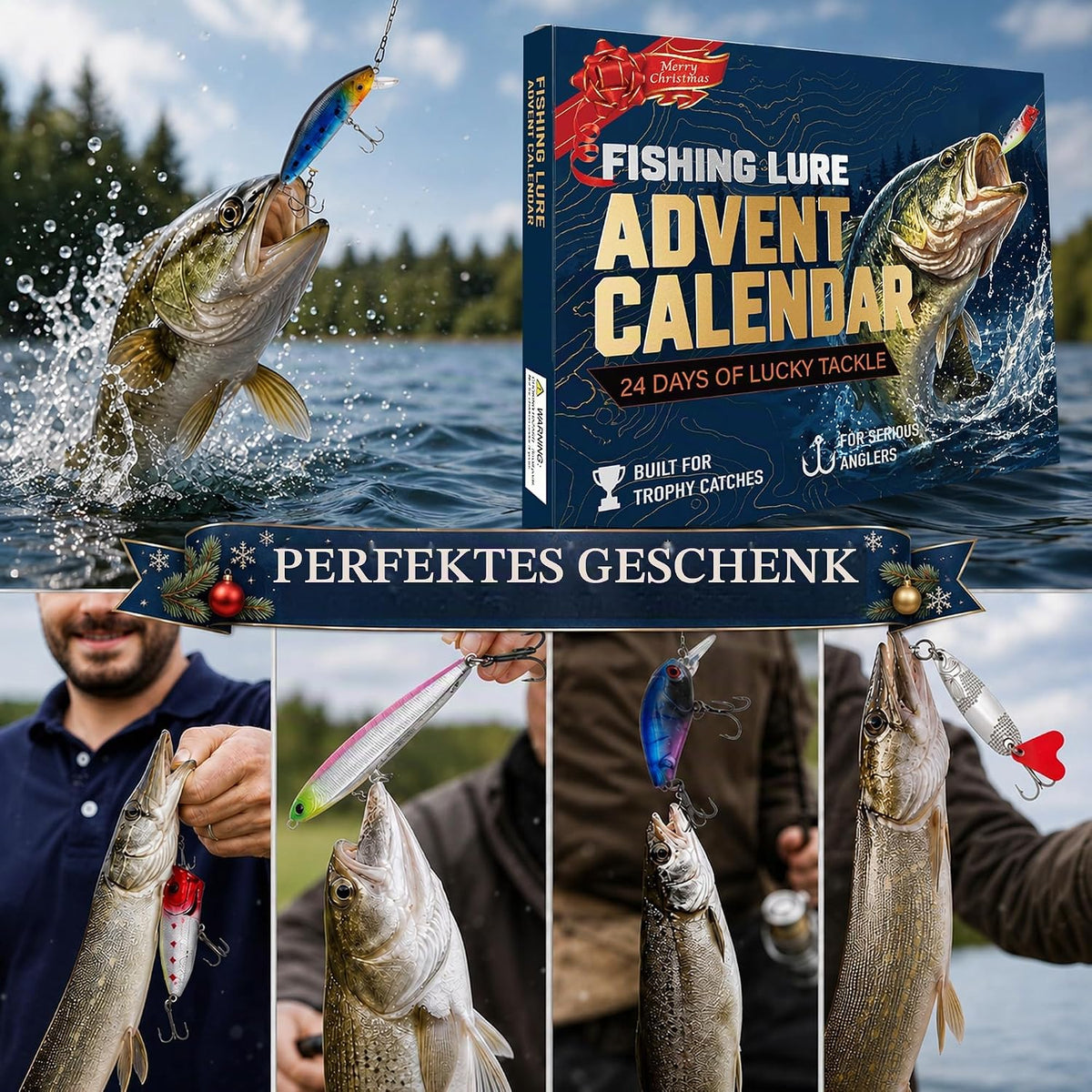 Adventskalender Angeln 2026 - Geschenke für Angler（24 Köder）