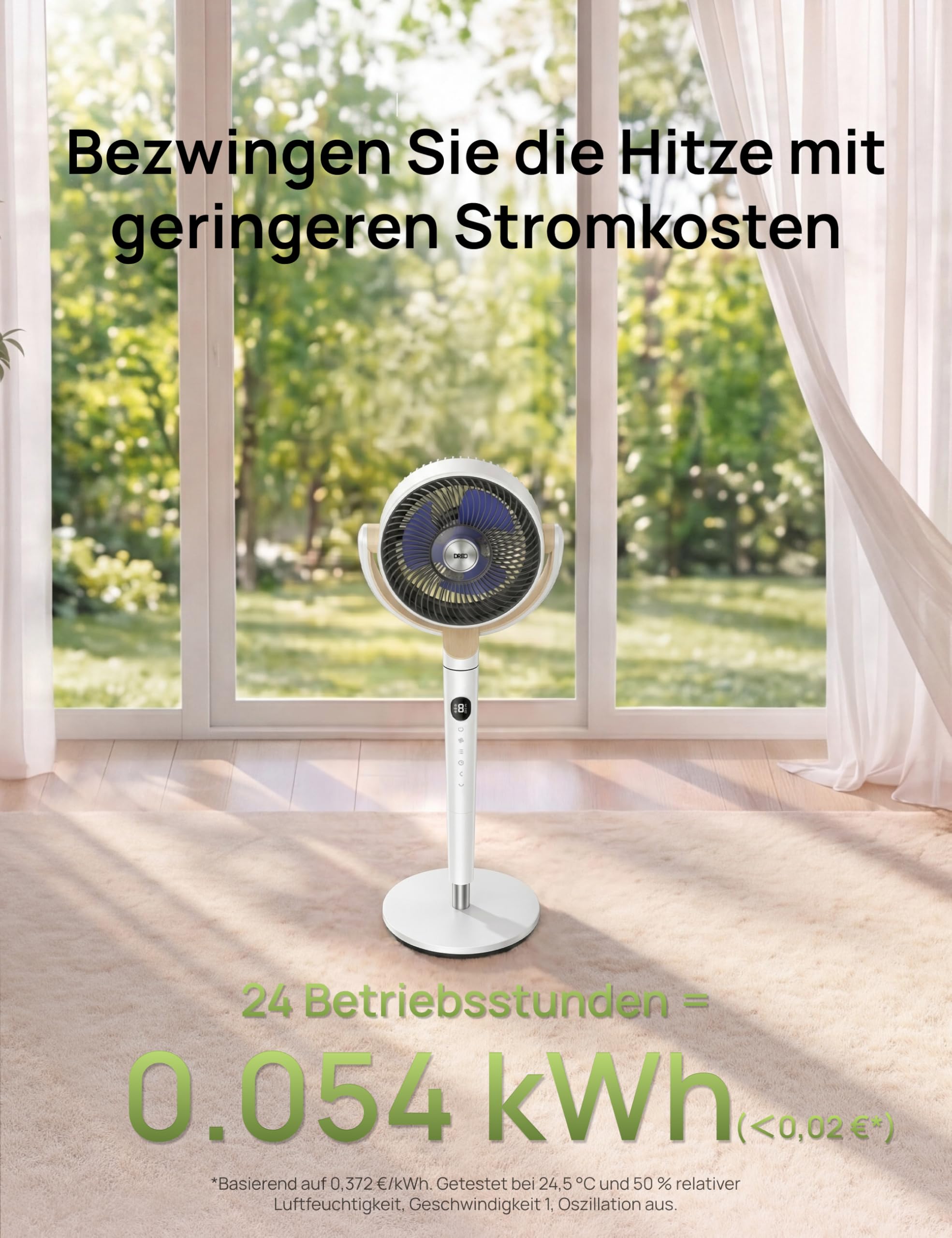 Starker Standventilator Smart mit RGB Light, 120° +120° Oszillierender Ventilator mit Fernbedienung, 20dB Leiser Bodenventilator / Turmventilator für Schlafzimmer, 8H Timer, Silber