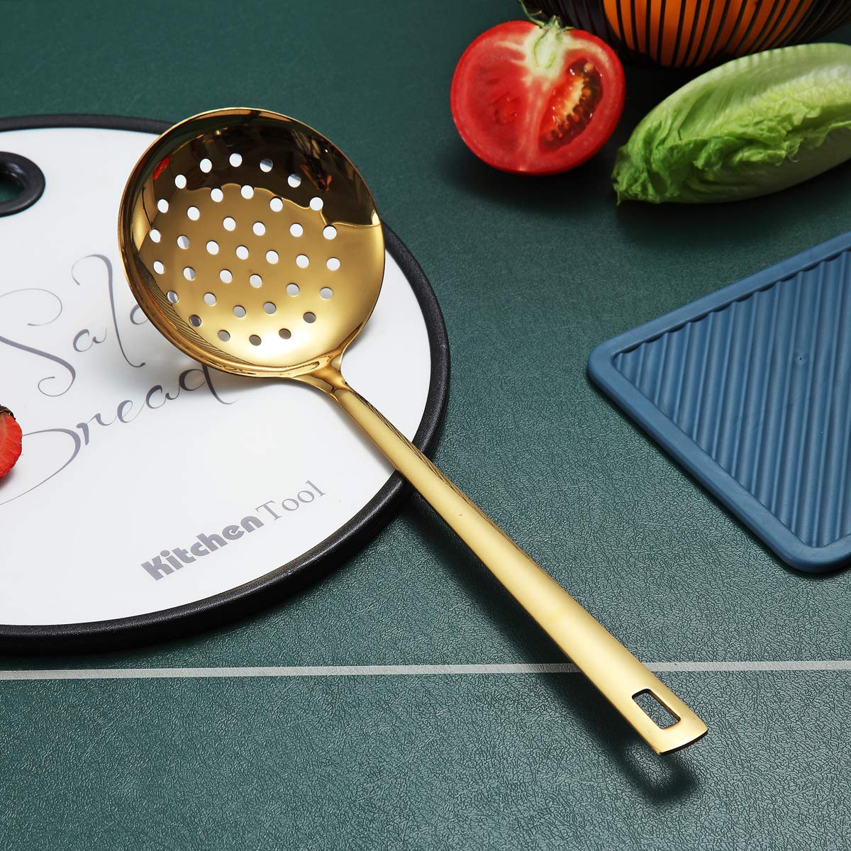 Goldfarbenes Kochutensilien Set, Edelstahl 13 Stück Küchenutensilien Set mit Titanbeschichtung, Küchenutensilien Set mit Utensilienhalter, Geschirrspüler-sicher, leicht zu reinigen