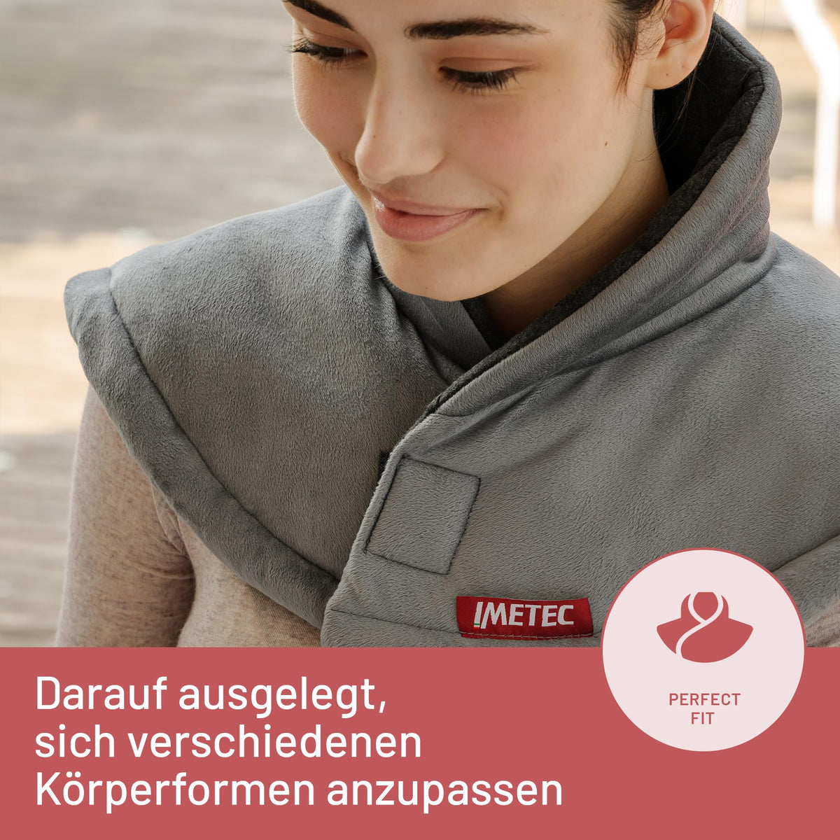 Heizkissen für Hals und Schultern, Wärmekissen 47 x 52 cm, antiallergischer Stoff, 5 Temperaturen, Electro-Block-Sicherheitssystem, schnelles Erhitzen, maschinenwaschbar