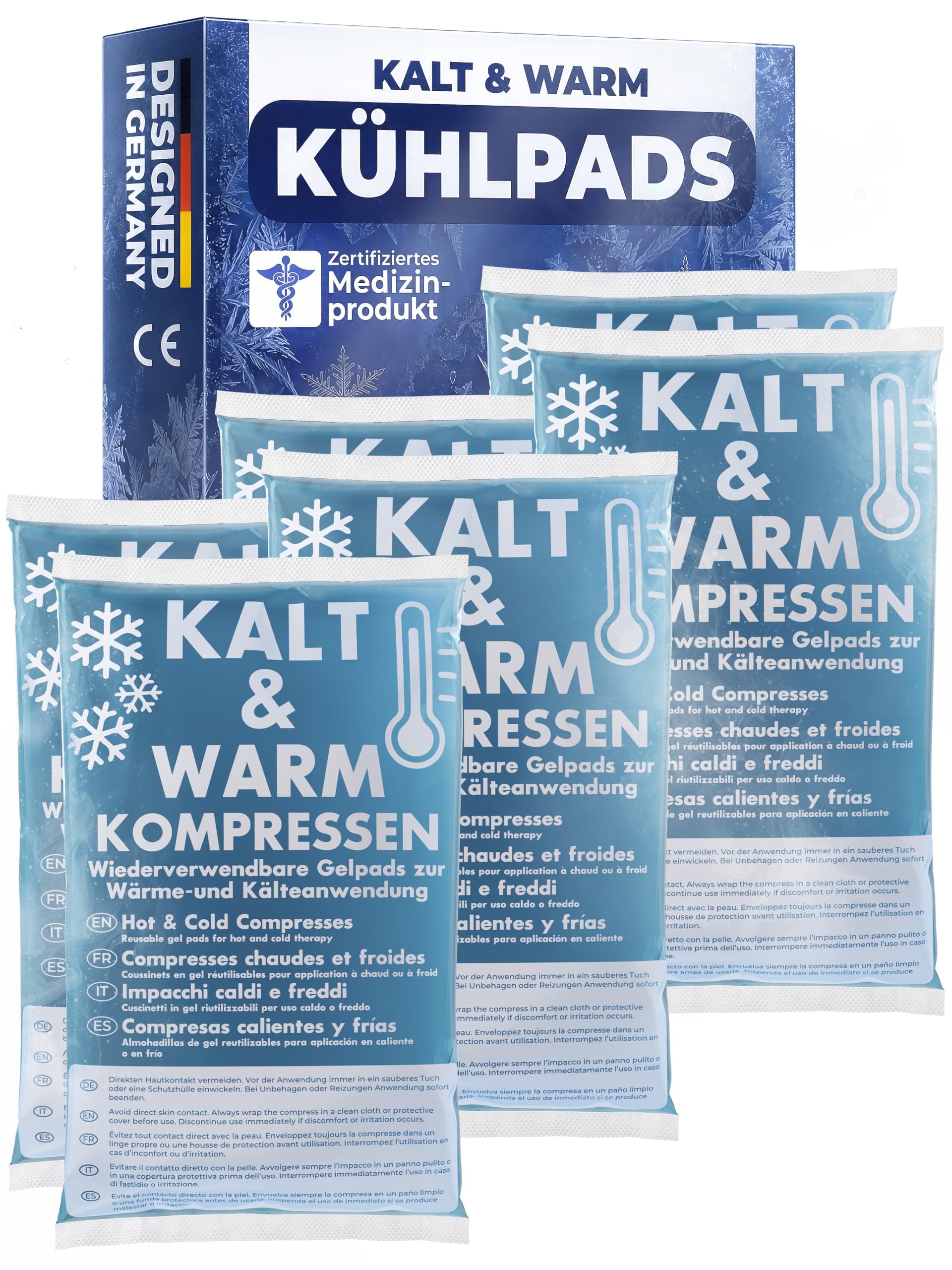 Kühlpads Kalt Warm Kompresse zertifiziert | Kühlpacks für Kinder & Erwachsene, Mit Fleecehülle, Strapazierfähig, Mehr Gelinhalt, PowerSeal Schweißnaht, Tiefgekühlt weich