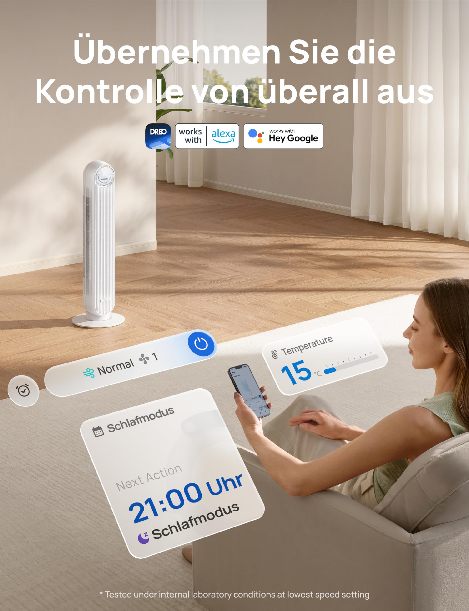 Leiser Turmventilator, 10 m Wurfweite 8 Geschwindigstufen 4 Modi 8 Std. Timer 90° oszillierende Ventilator mit Kühlung Fernbedienung für Schlafzimmer,Turmventilator 307, Schwarz