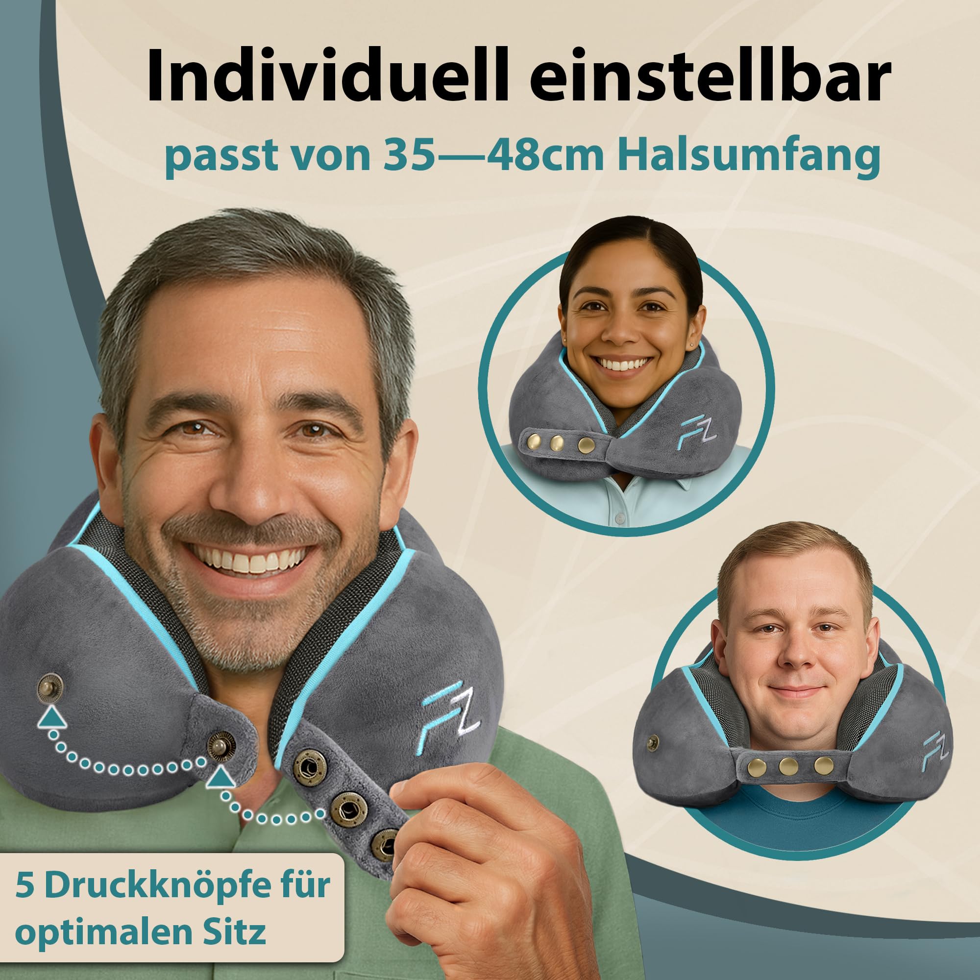 Bequemer Neck Cushion Flugzeug & Auto Reisekissen Memory Foam mit schlankem Rücken und waschbarer Abdeckung (Velvet Soft & Breathable) - Neck Cushion Adults Grey