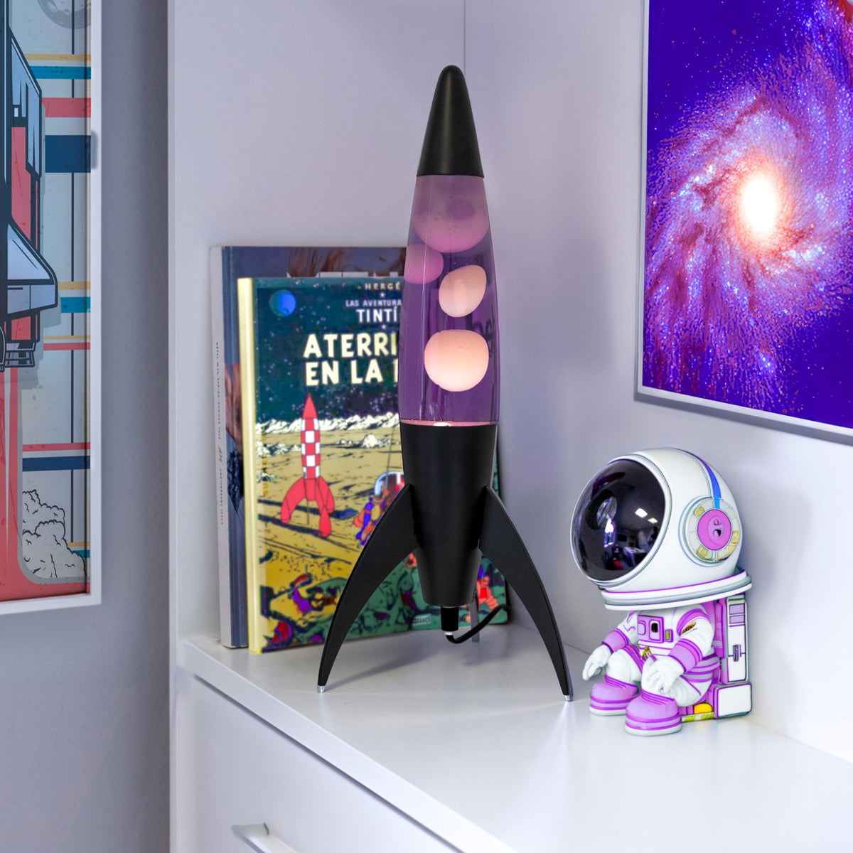 Lavalampe "Rocket" - Retro-Lavalampe mit Ersatzbirne, ideal für Wohnzimmer, Schlafzimmer und Büro. Maße: 20 x 20 x 45 cm.