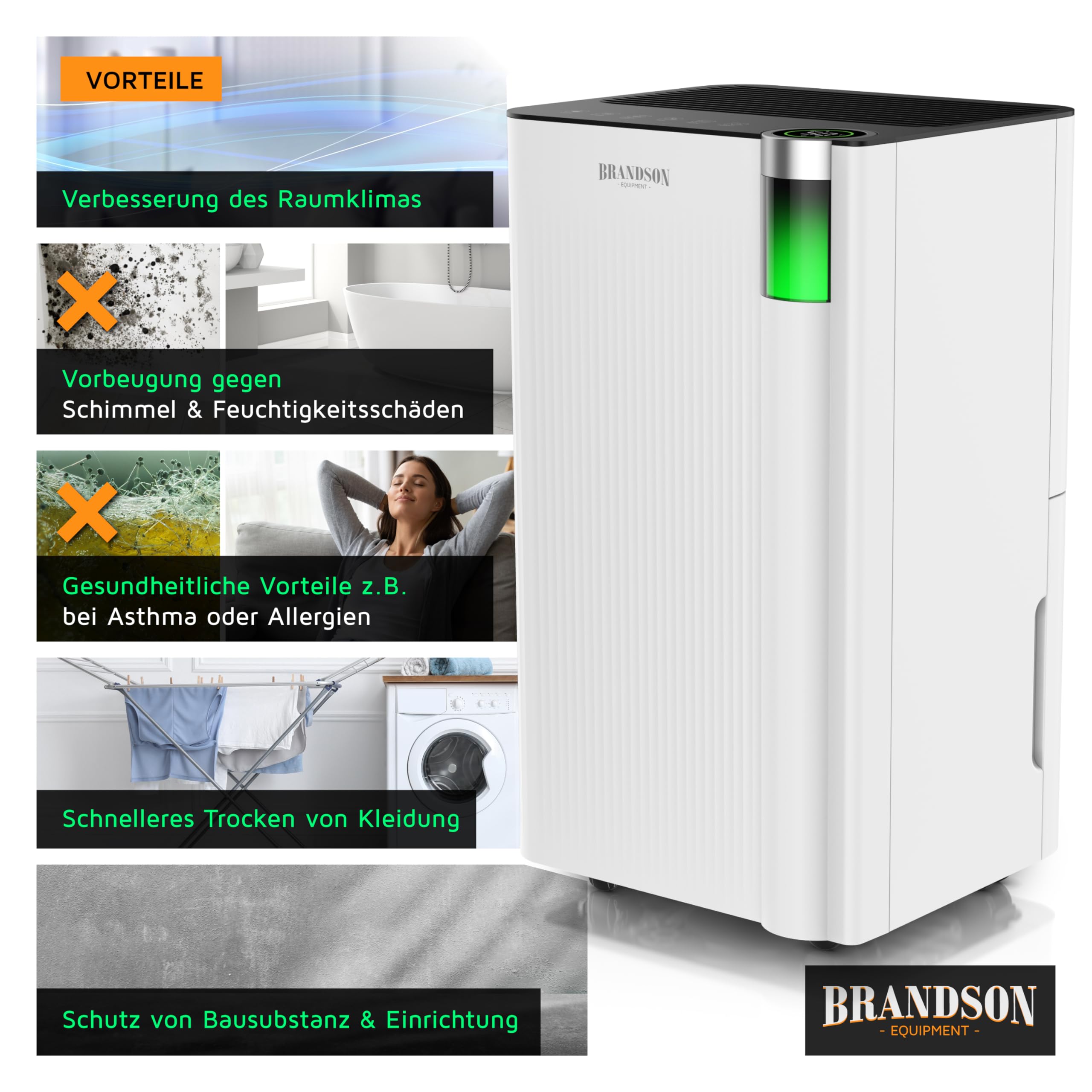 WLAN Luftentfeuchter mit Kompressor elektrisch - 10 Liter - WiFi Dehumidifier Raumentfeuchter – mit App - Schlauch-Entwässerung