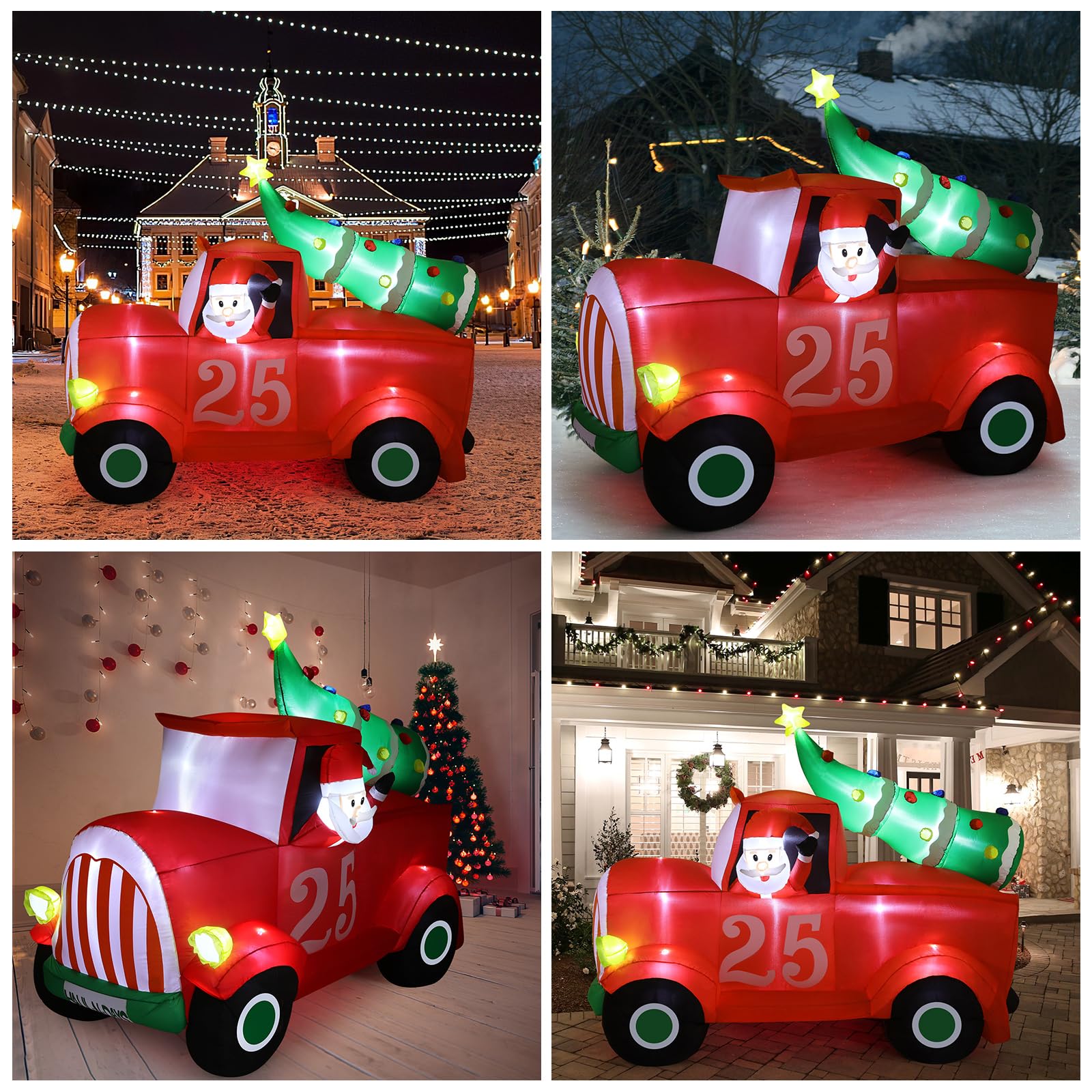 Aufblasbare Weihnachtsdeko, Riesiger Weihnachtsbaum Bogen mit 8 LED Leuchten, Wasserfest Beleuchtet Aufblasbar Weihnachtsdeko Aussen für Hof Garten Feiertag Weihnachtsdekoration