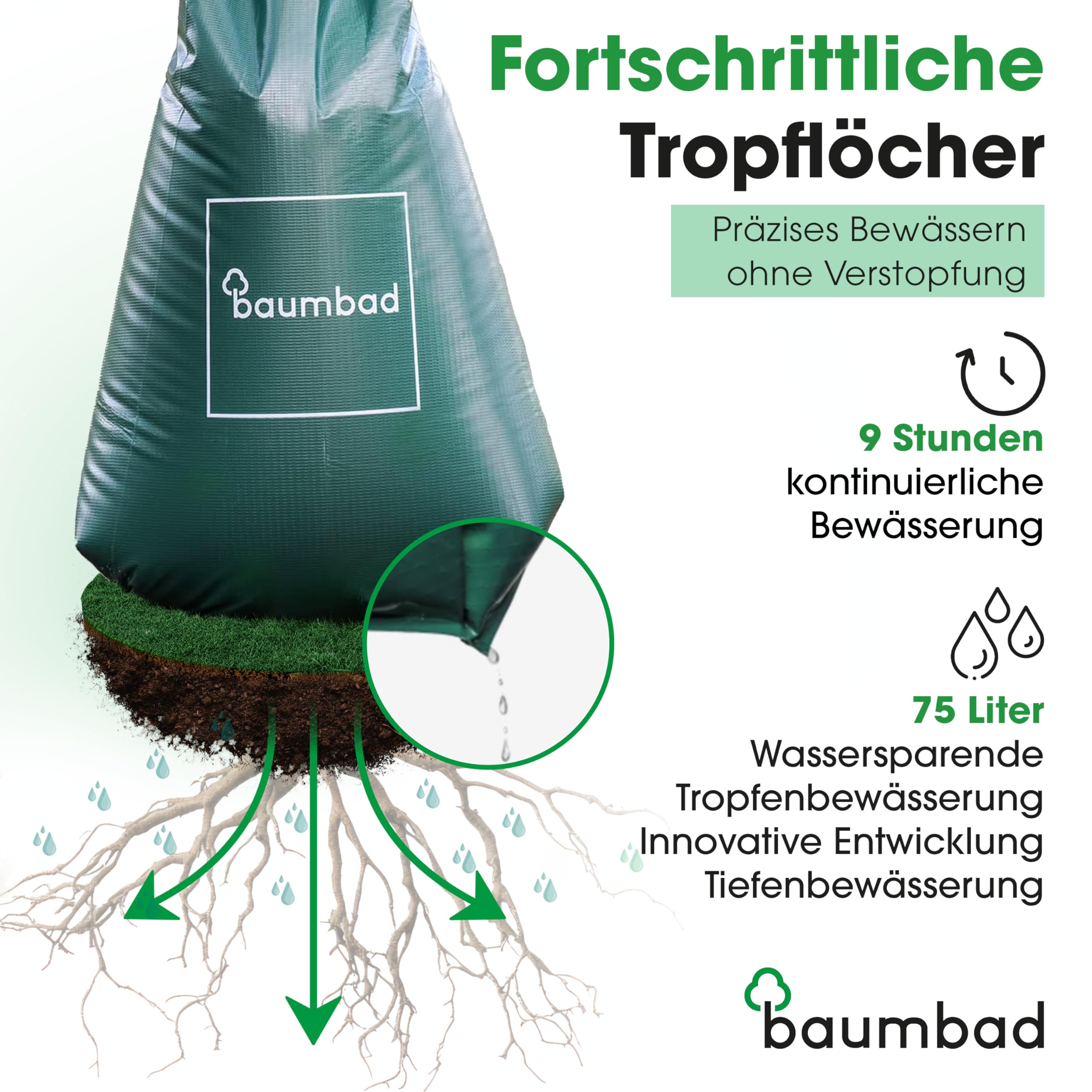 Premium Bewässerungsring 55 Liter, PVC UV Beständig, Baumring zur Bewässerung in Braun
