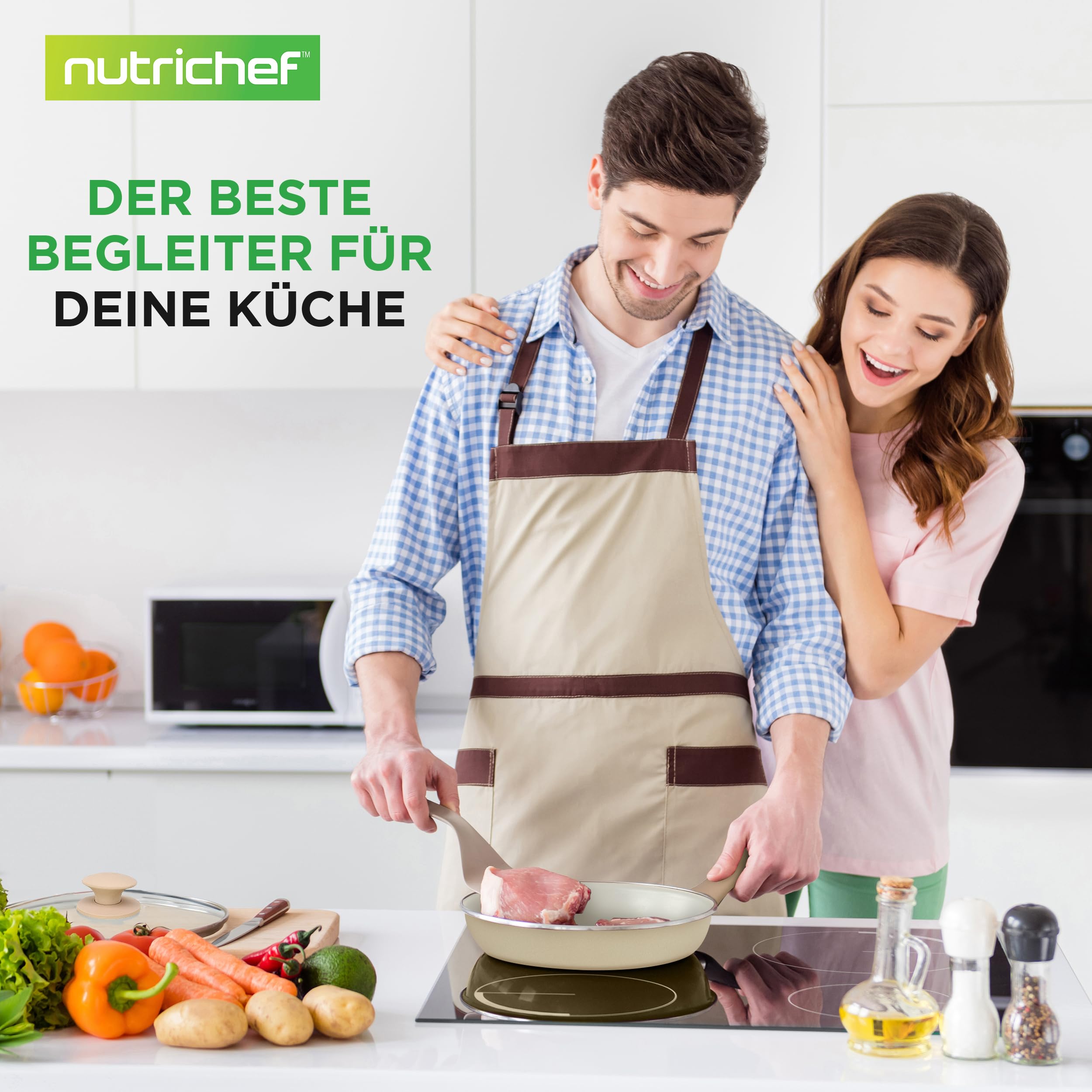 Topfset & Pfannenset - 54-teiliges Non-Stick-Kochgeschirr - Enthält Küchenutensilien, Backschale, Messer / Für Induktion, Gas & Elektrisch / Gesundes & Fettfreies Kochen