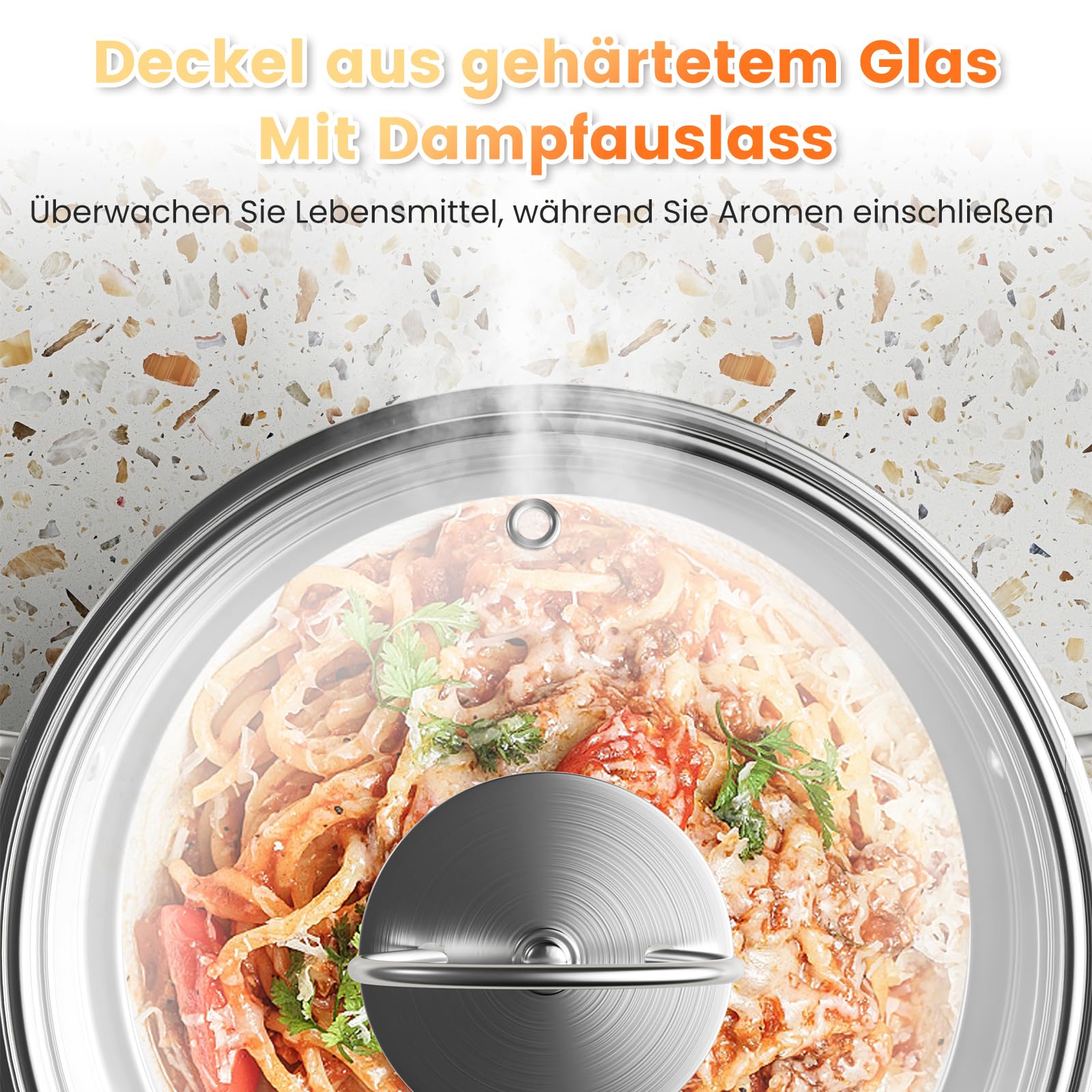 Edelstahl Saucepan Set, 12-teilige Töpfe Set mit Dampfer und Löffel, großes Kochgeschirr, Induktionskochtopf Set, Töpfe Set