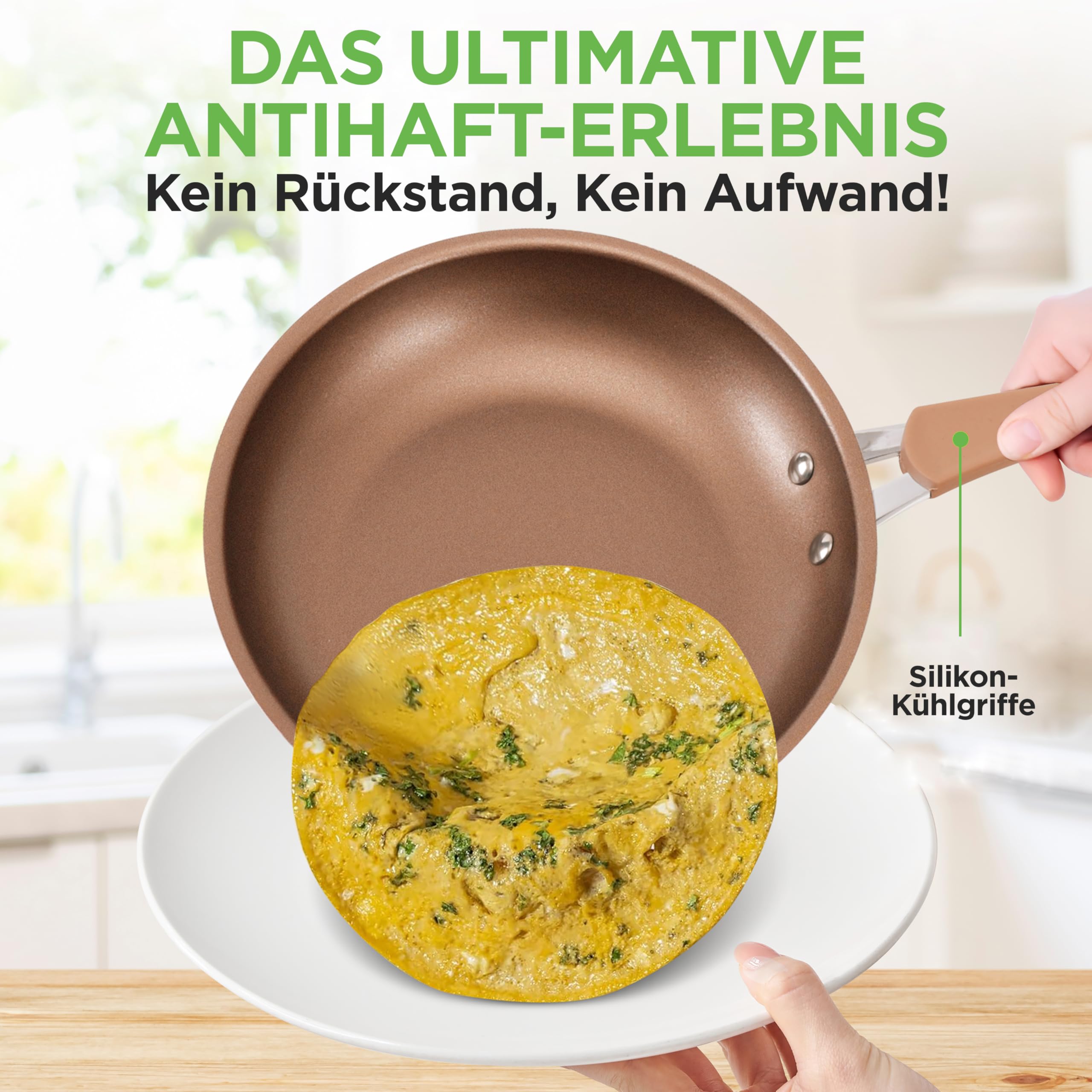 20-teiliges Non-Stick-Saucepan, Pfannen- und Backformset - Kochset PFOA/PFOS frei für Gas, Strom, Keramik und Induktion - Enthält Pfannen, Töpfe, Backdosen, Laibdose, Muffinform