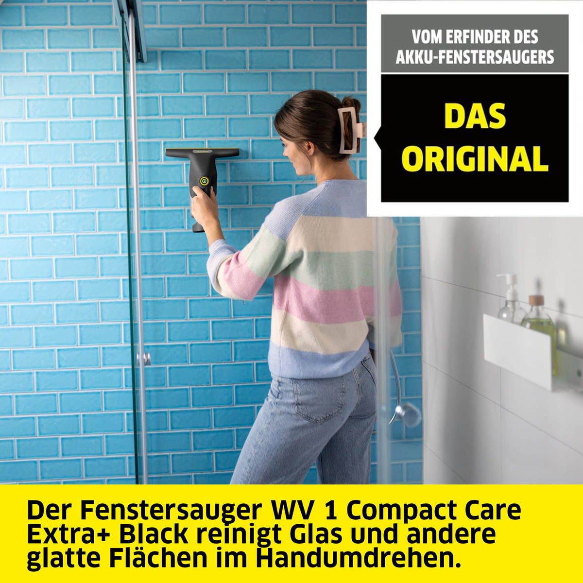KÄRCHER Akku Fenstersauger WV 2 Black Edition, Akkulaufzeit: 35 min