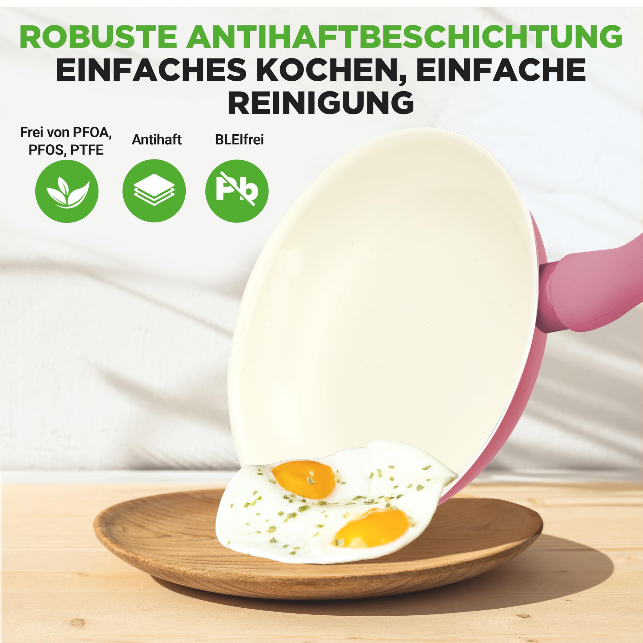 Topfset & Pfannenset - 54-teiliges Non-Stick-Kochgeschirr - Enthält Küchenutensilien, Backschale, Messer / Für Induktion, Gas & Elektrisch / Gesundes & Fettfreies Kochen