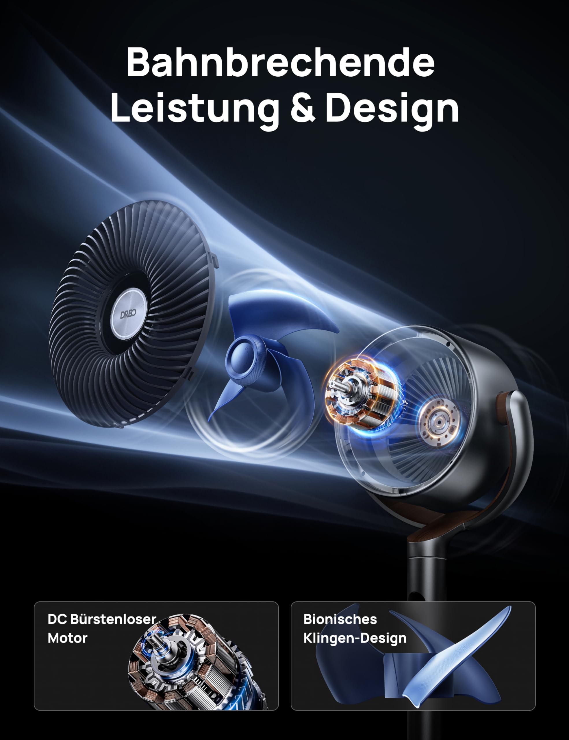 Starker Standventilator Smart mit RGB Light, 120° +120° Oszillierender Ventilator mit Fernbedienung, 20dB Leiser Bodenventilator / Turmventilator für Schlafzimmer, 8H Timer, Silber
