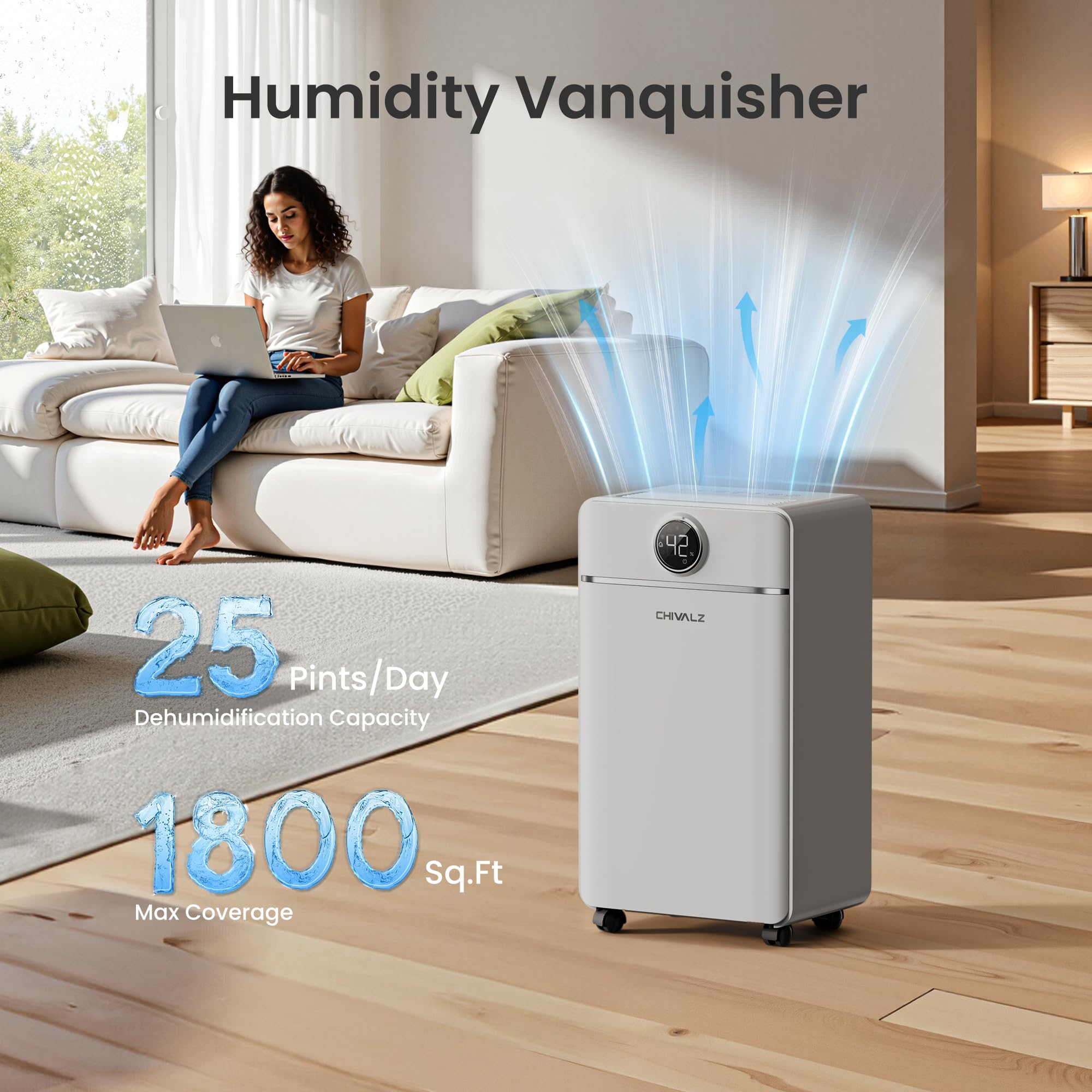 Luftentfeuchter Elektrisch, Auto Raumentfeuchter Elektrisch 30m²/120m³, Raumentfeuchter mit 3 Betriebsmodi, 24H Timer, Automatische Abtauung, Energieeinsparung - Geeignet für Keller, 1 Pack