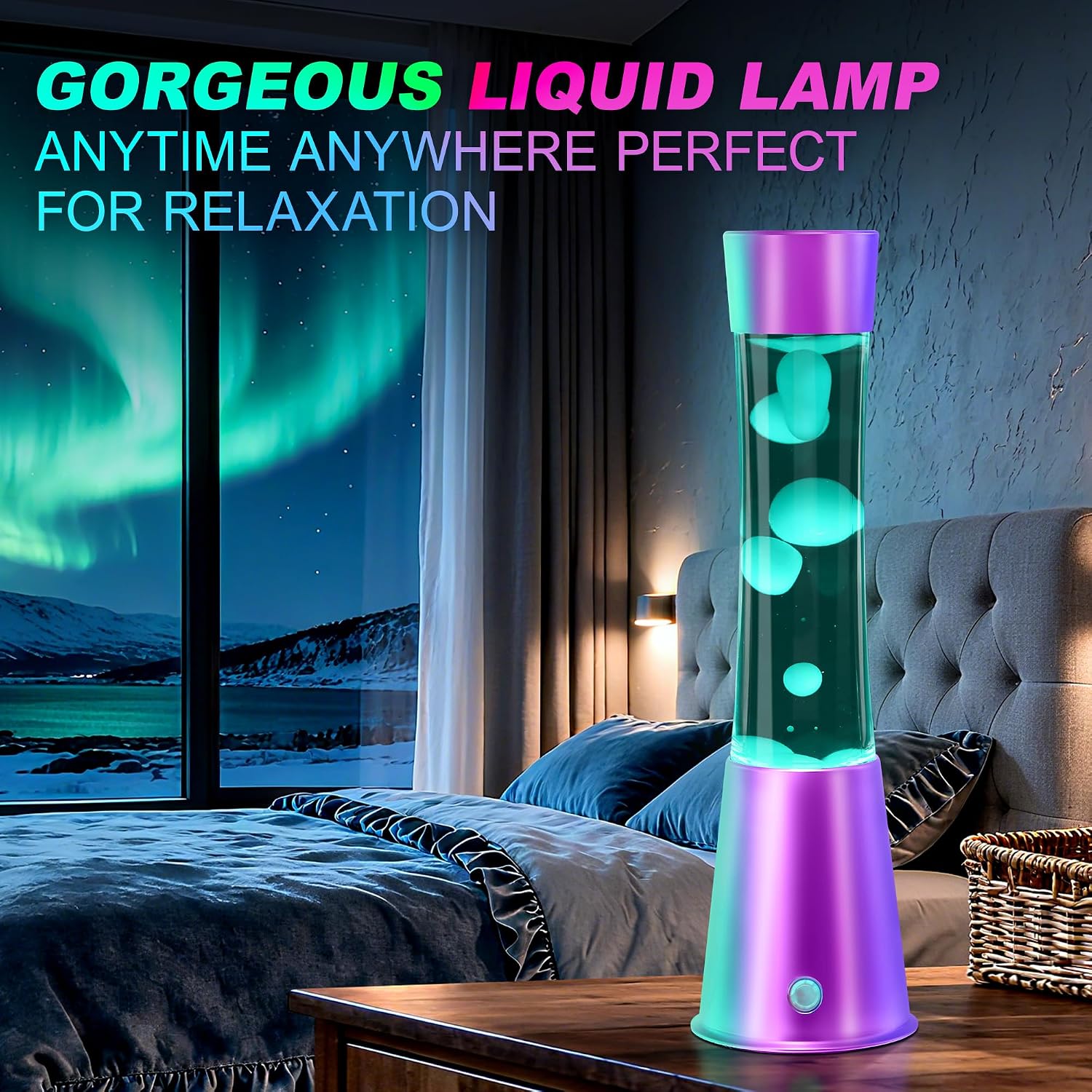 Lavalampe mit 17 Farbwechsel und Fernbedienung, Lavalampen 34cm für Erwachsene, Entspannende Stimmung LED Nachtlicht für Haus Schlafzimmer Büro, Geschenk für Valentinstag Geburtstag