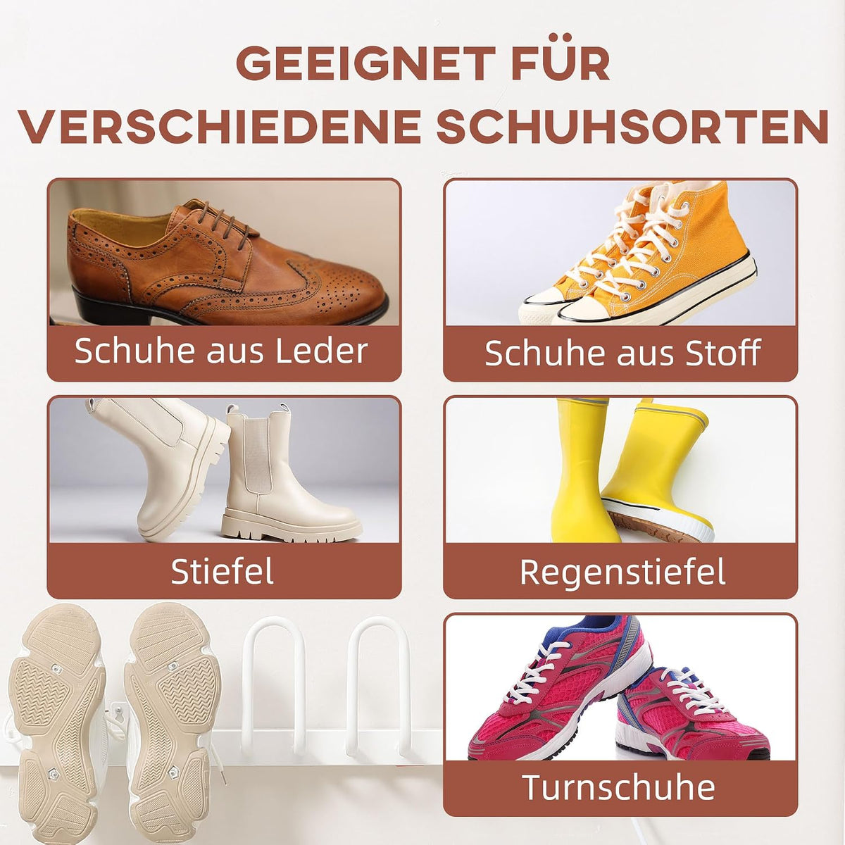 Elektrischer Schuhtrockner 60 W, Wandmontage Stiefelwärmer für 3 Paar Schuhe, Trockengestell für Handschuhe, Socken, Temperatur von 50 bis 55℃ Weiß 76 x 13 x 17 cm
