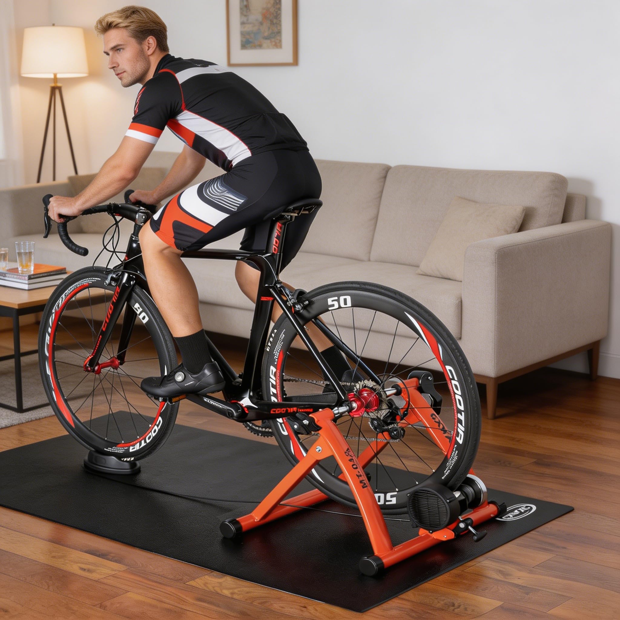 Fahrrad Rollentrainer, Klappbar Stahl Bike Trainer mit Schnellspanner Vorderradunterlage Radtrainer für 26-29 Zoll Fahrradtraining Fahrradfahren Zuhause Indoor