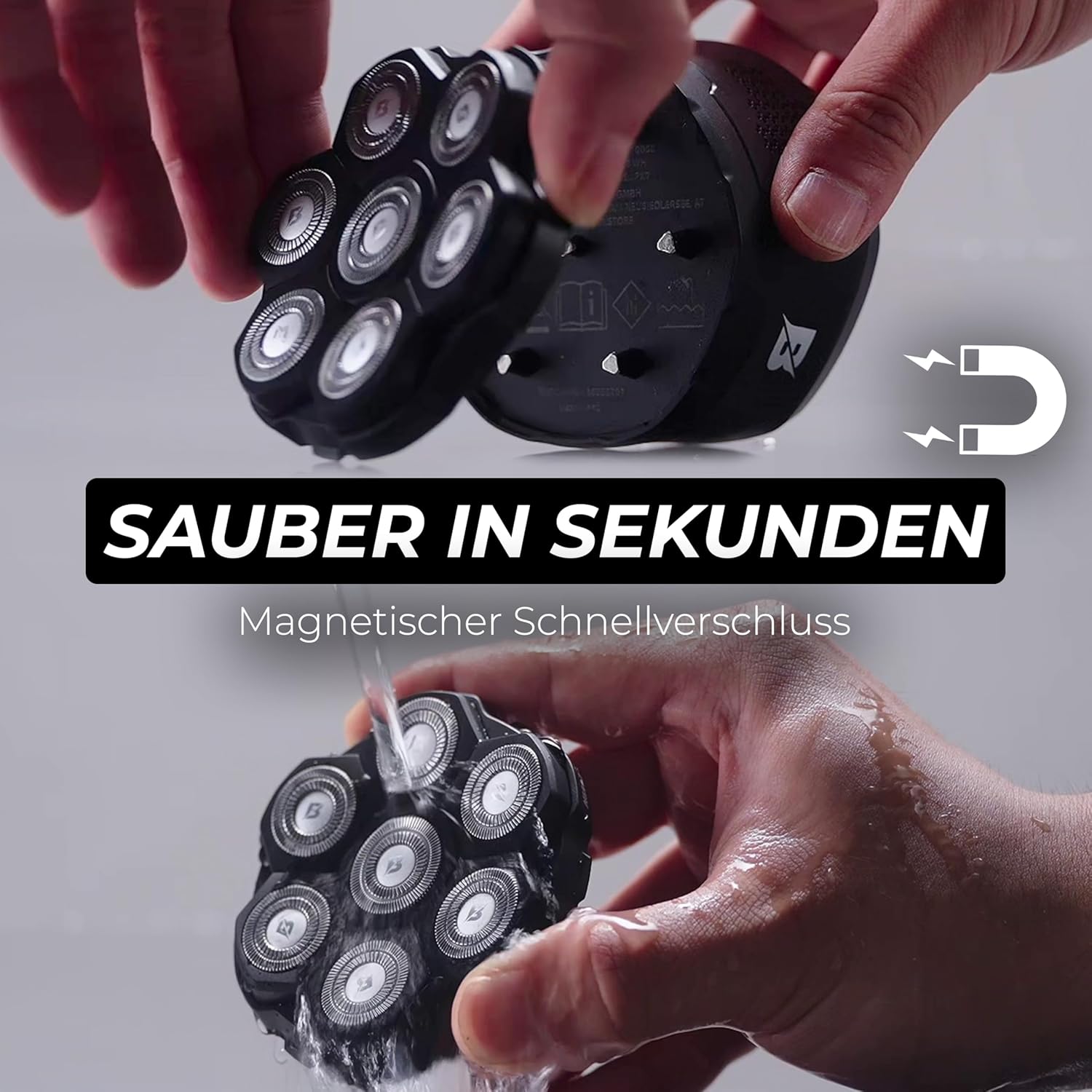 Glatzen Rasierer Herren – Glatzenrasierer 7D mit Magnetischen Scherkopf | Kopfrasierer Glatze | Bold Shaver Kopf | Head Shaver, Trocken und Nass Rasur, Wasserdicht, Kopf Rasierer