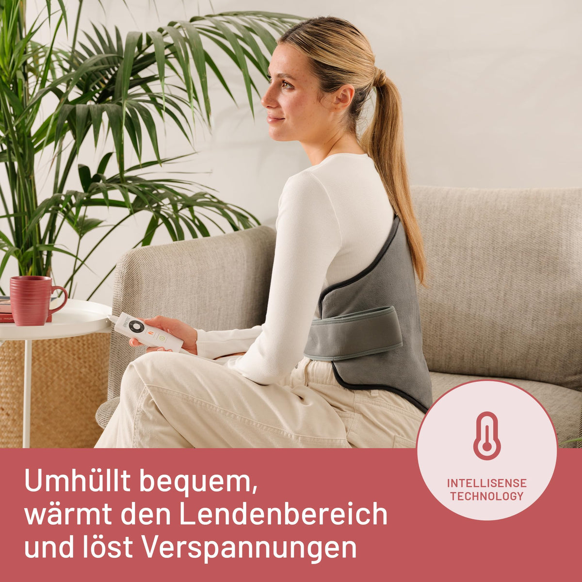 Heizkissen für Hals und Schultern, Wärmekissen 47 x 52 cm, antiallergischer Stoff, 5 Temperaturen, Electro-Block-Sicherheitssystem, schnelles Erhitzen, maschinenwaschbar