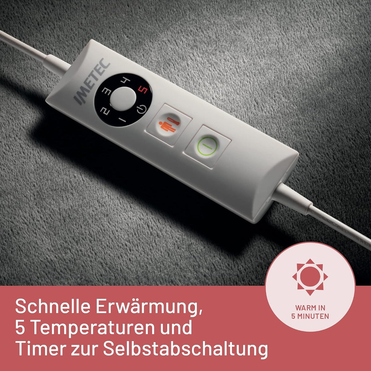 Heizkissen für Hals und Schultern, Wärmekissen 47 x 52 cm, antiallergischer Stoff, 5 Temperaturen, Electro-Block-Sicherheitssystem, schnelles Erhitzen, maschinenwaschbar