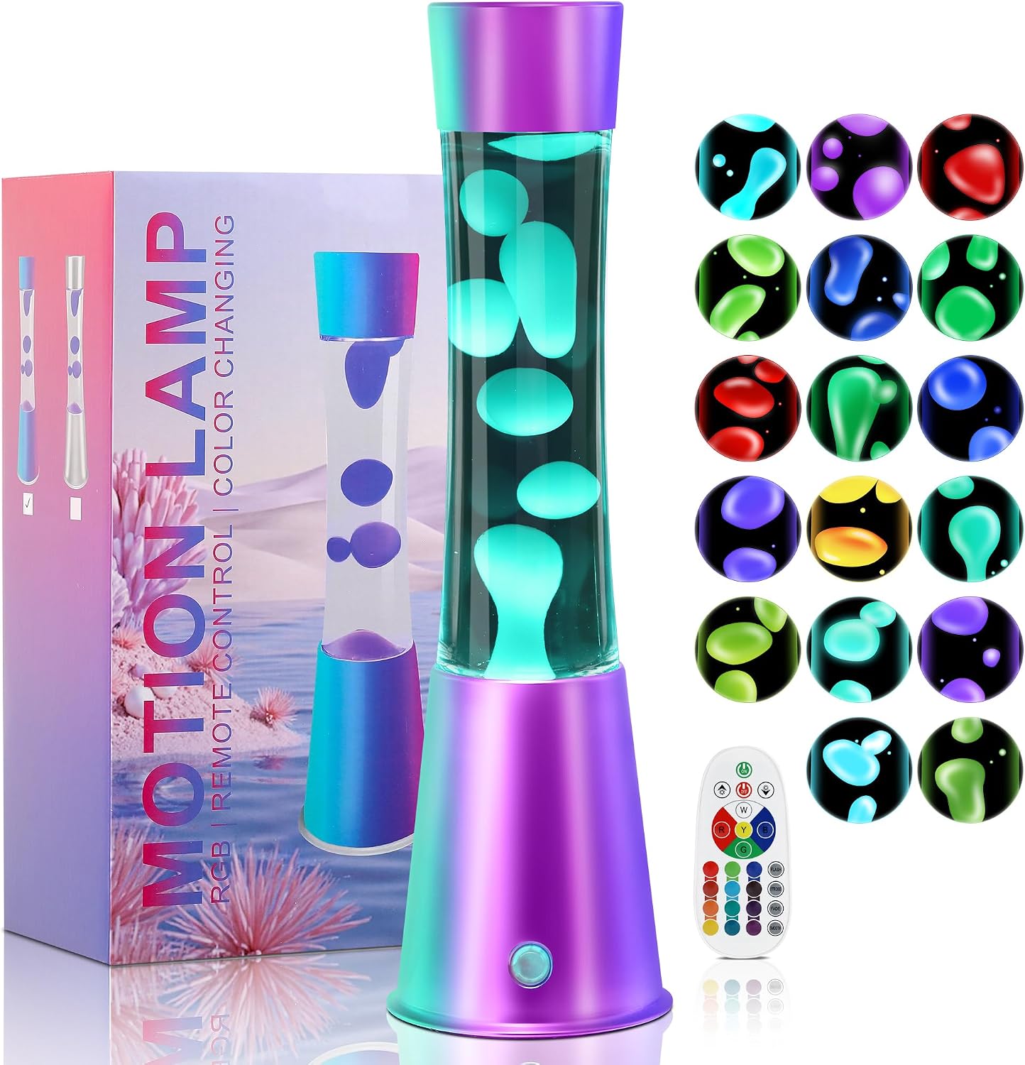 Lavalampe mit 17 Farbwechsel und Fernbedienung, Lavalampen 34cm für Erwachsene, Entspannende Stimmung LED Nachtlicht für Haus Schlafzimmer Büro, Geschenk für Valentinstag Geburtstag