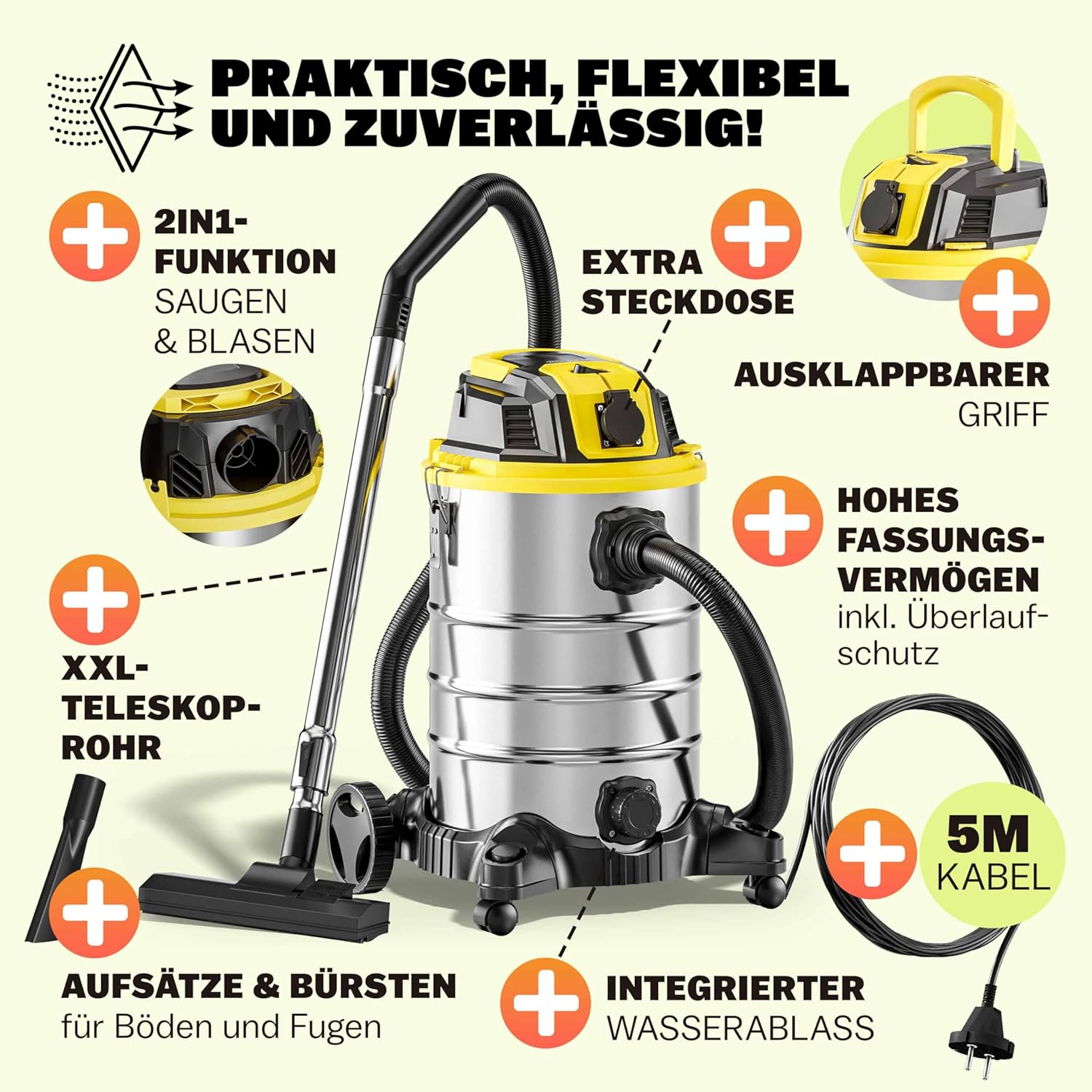 Nass Trockensauger 30L 2200W