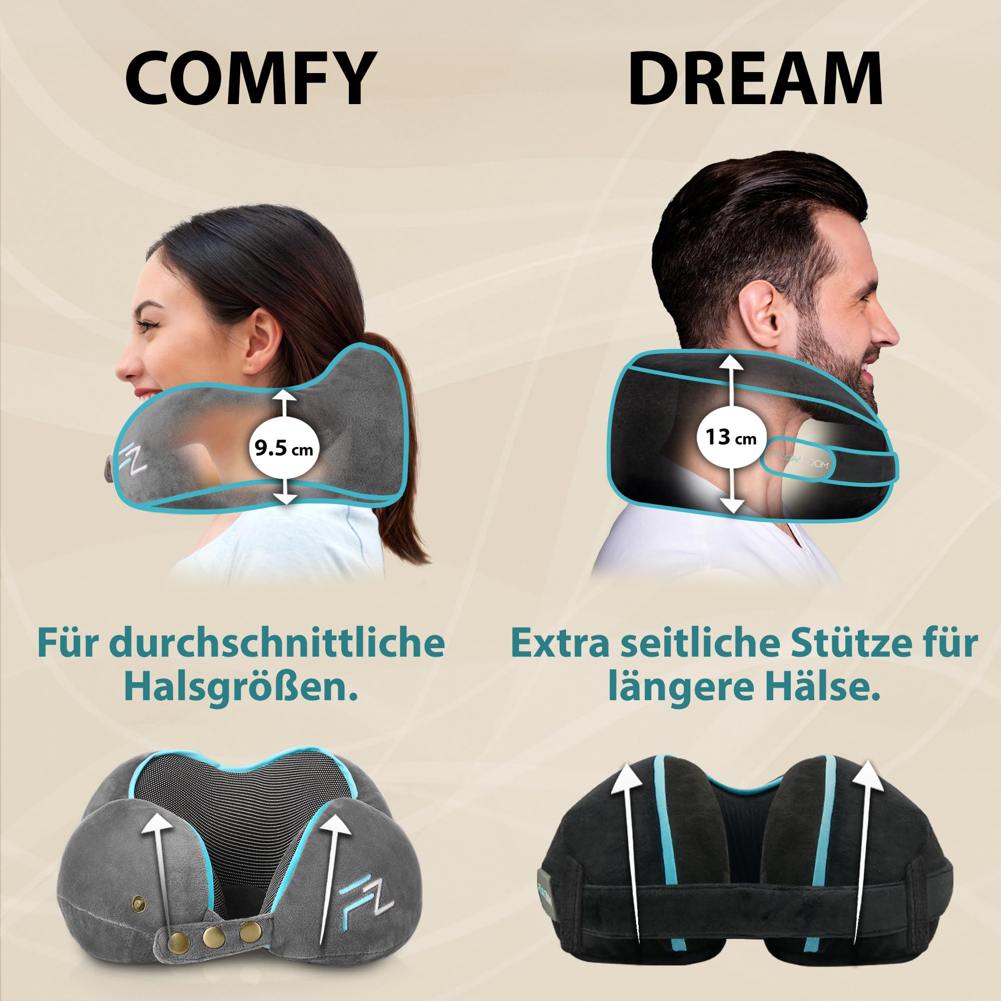 Bequemer Neck Cushion Flugzeug & Auto Reisekissen Memory Foam mit schlankem Rücken und waschbarer Abdeckung (Velvet Soft & Breathable) - Neck Cushion Adults Grey