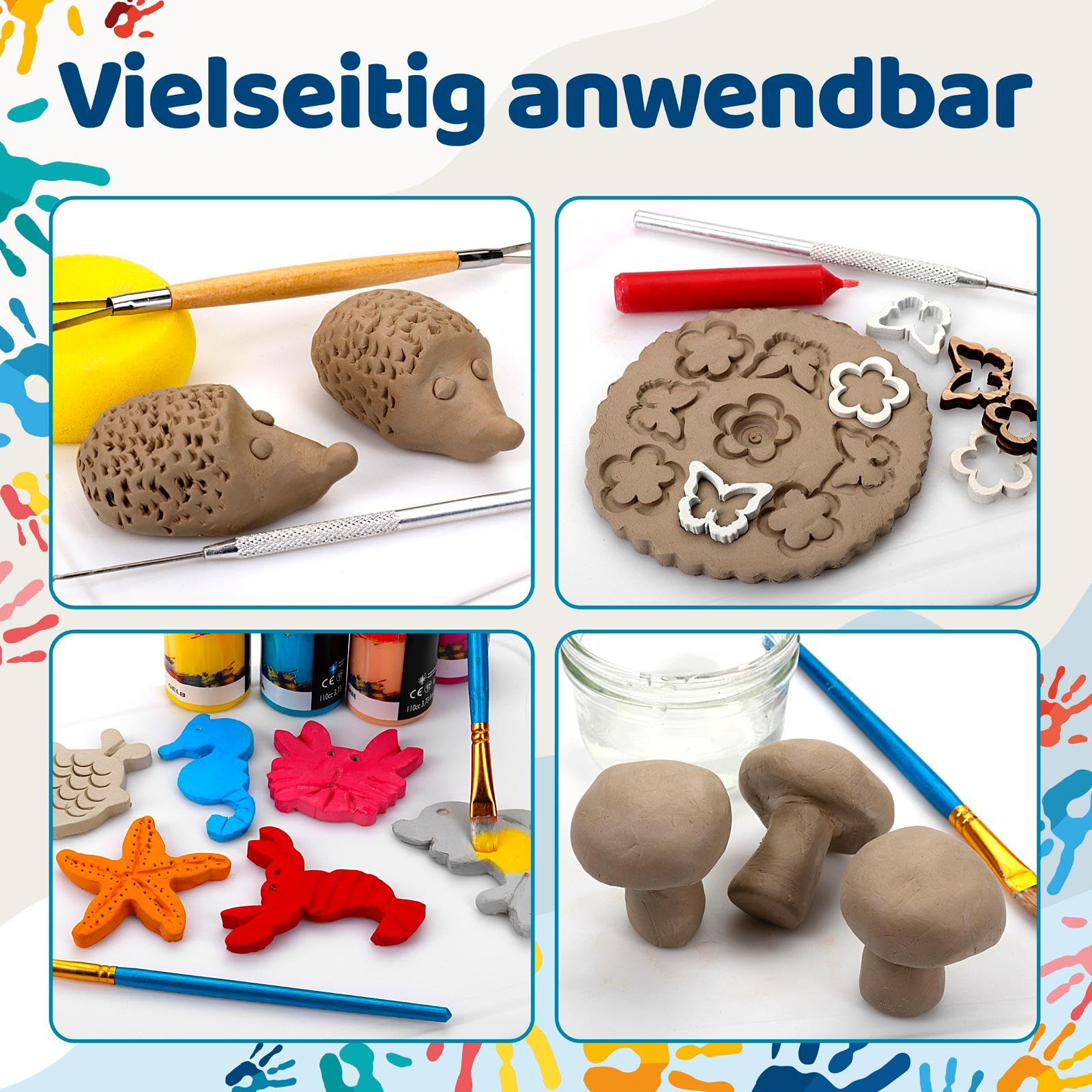 Selbsttrocknender Ton  – Bastelton lufthärtend – extra stabil mit Bindemittel – für Kinder & Einsteiger