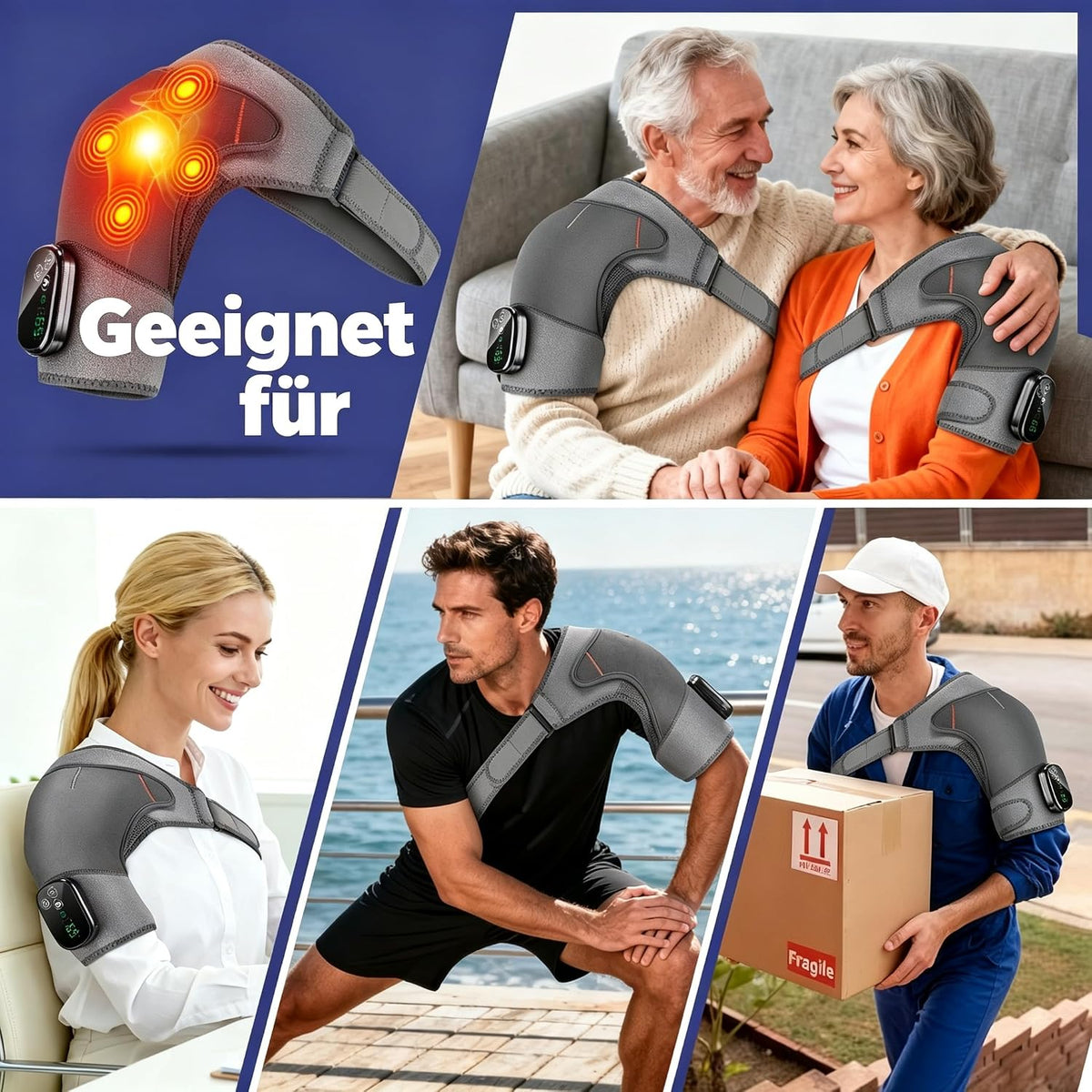 Schulter Massagegerät Kabellos Schulterbandage mit 5 Heizstufen & Vibration