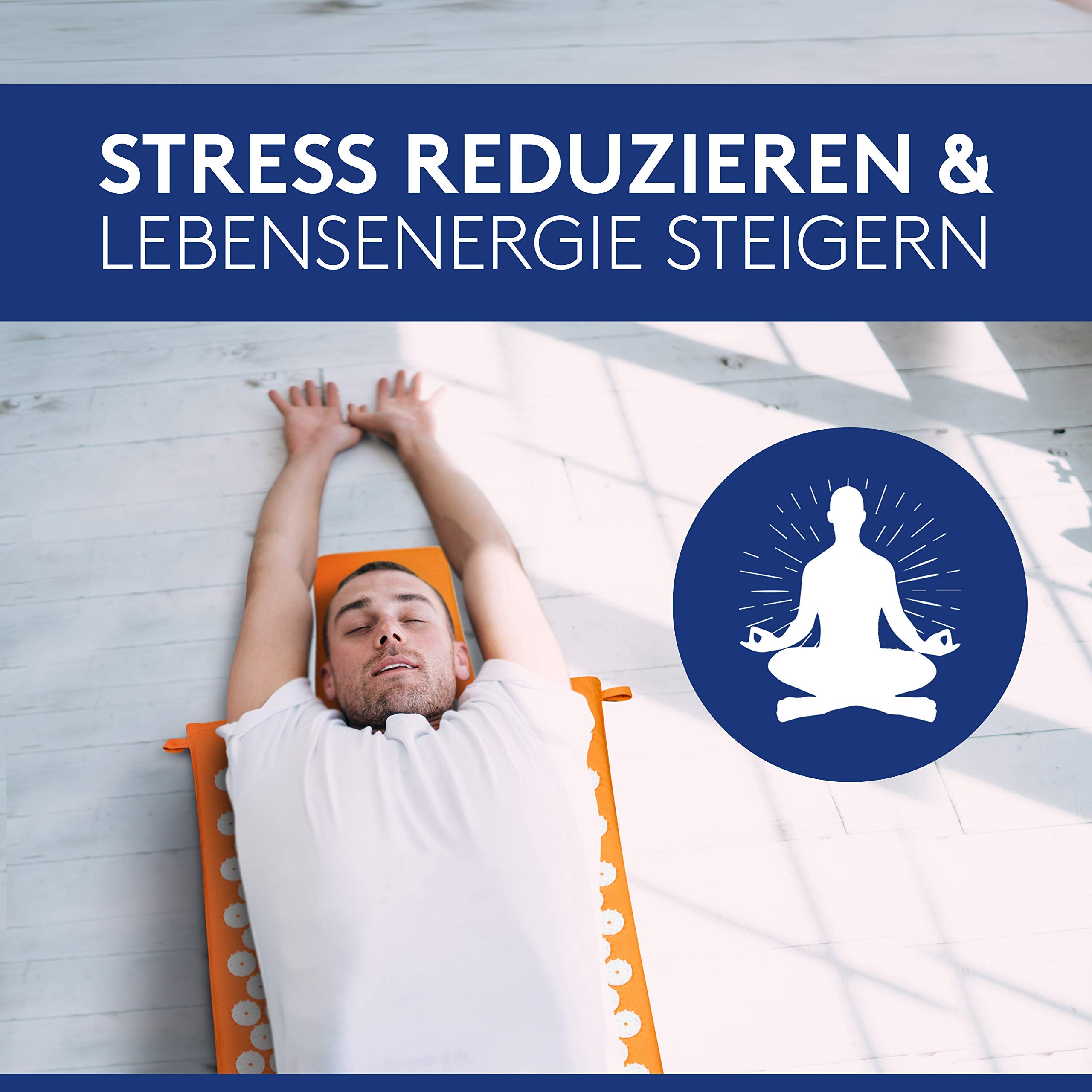 Akupressurmatte mit Kissen - Gefüllt mit 100% Kokosfasern - Löst Verspannungen & fördert Durchblutung - Massage Matte mit Akupressurkissen - Ausgezeichnet von Vergleich.org