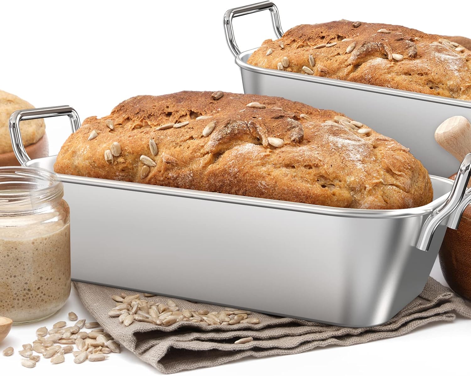 3er Set Edelstahl Grillpfännchen mit Griff & Ständer für Gasgrill | BBQ Grillschalen für Gemüse, Fleisch, Schrimps, Käse und Brot, Trennung von Speisen