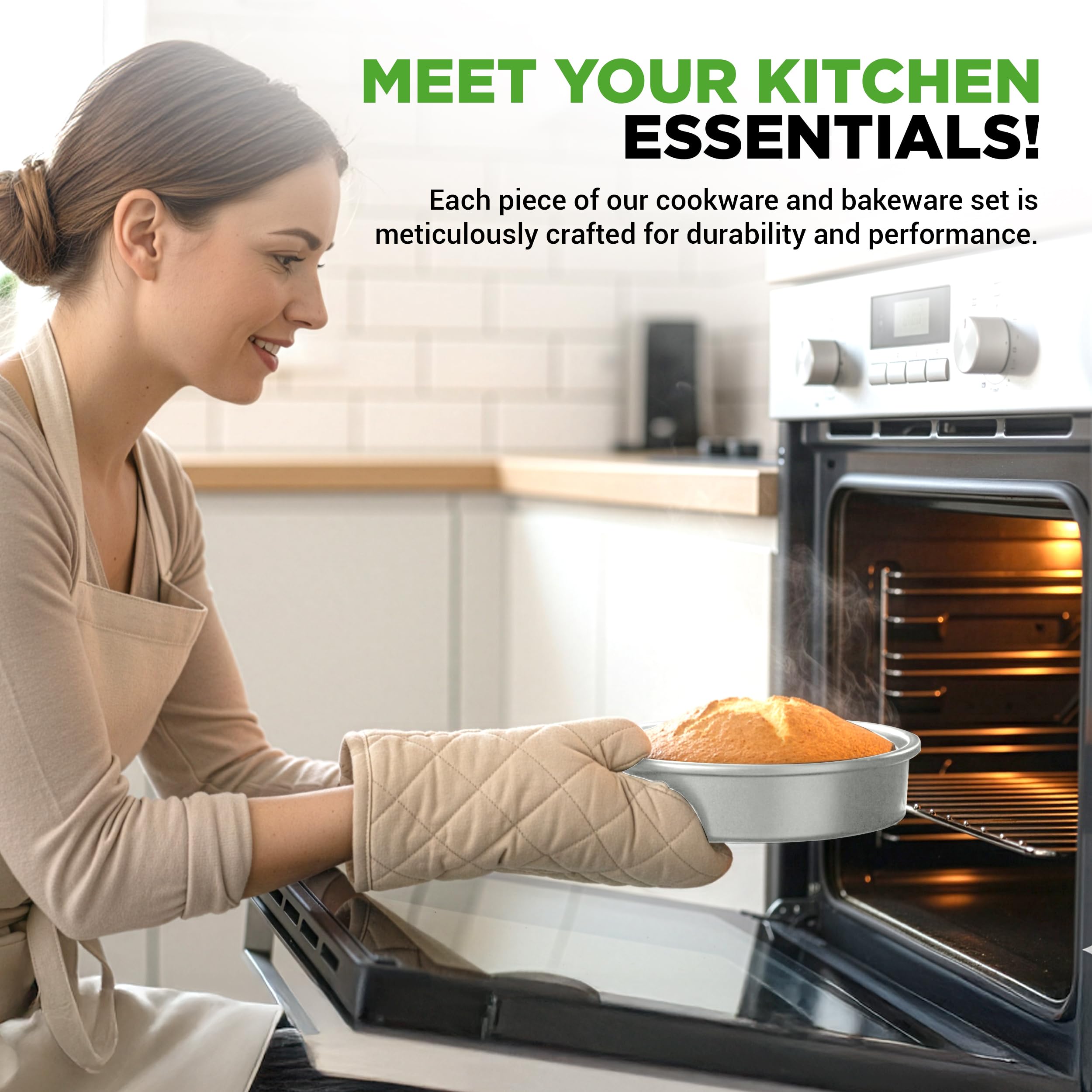 20-teiliges Non-Stick-Saucepan, Pfannen- und Backformset - Kochset PFOA/PFOS frei für Gas, Strom, Keramik und Induktion - Enthält Pfannen, Töpfe, Backdosen, Laibdose, Muffinform