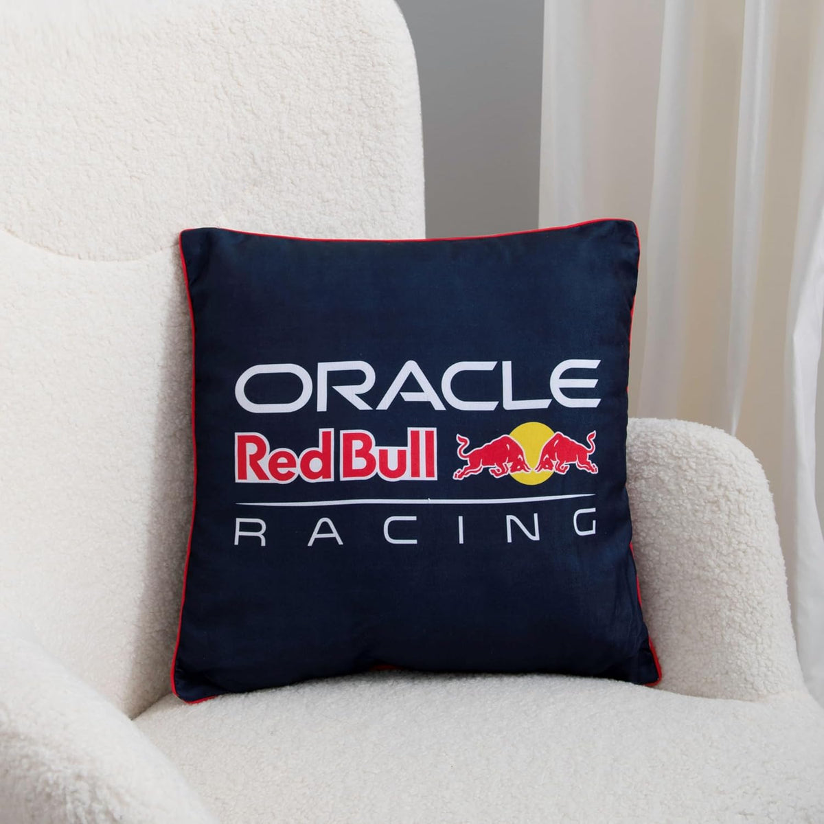 Oracle Red Bull Racing offiziell Lizenziertes F1-Quadratkissen, superweiches Kissen | Schwarz, automatisch wendbares Design | Perfekt für die Dekoration im Schlafzimmer oder Wohnzimmer | 40 x 40 cm