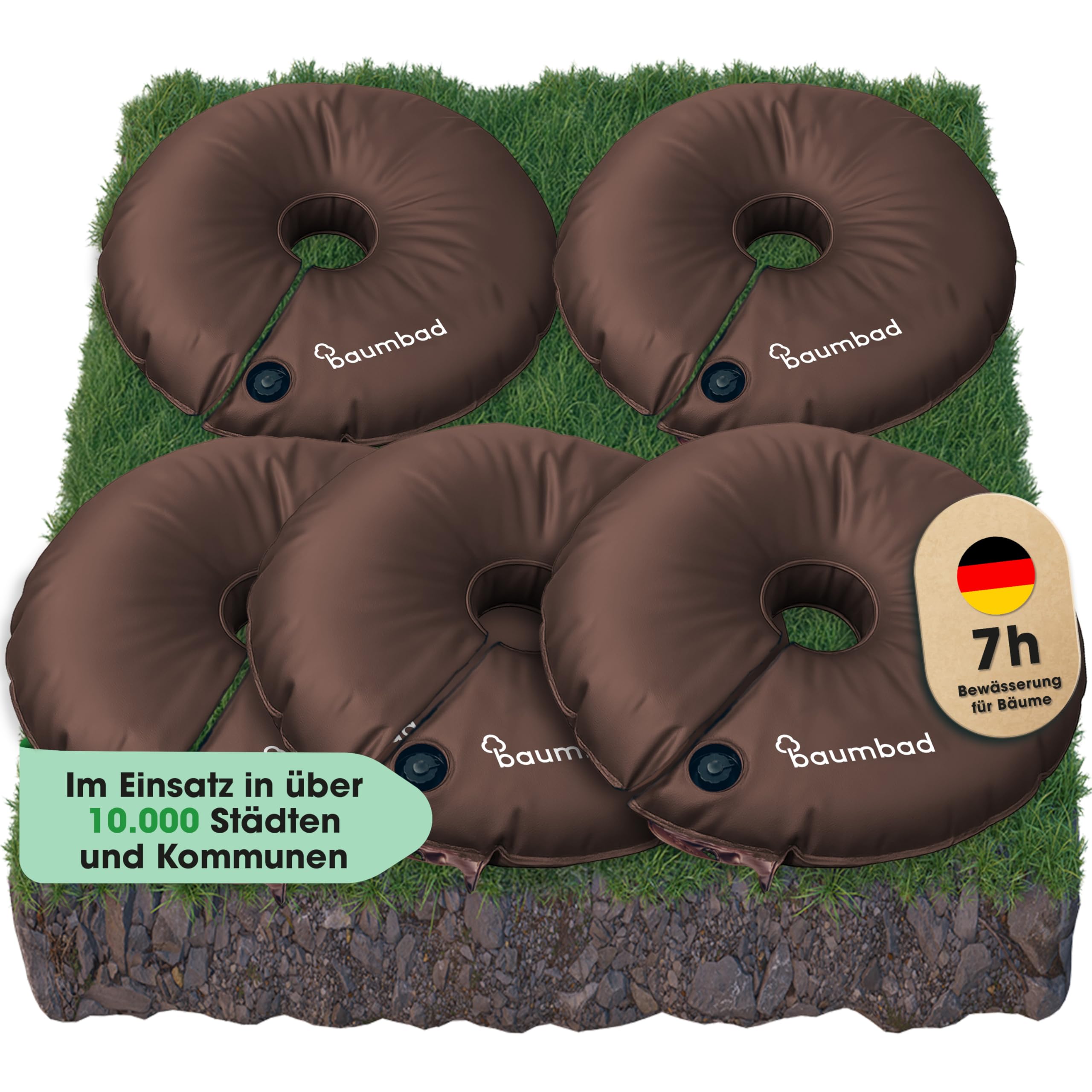 Premium Bewässerungsring 55 Liter, PVC UV Beständig, Baumring zur Bewässerung in Braun