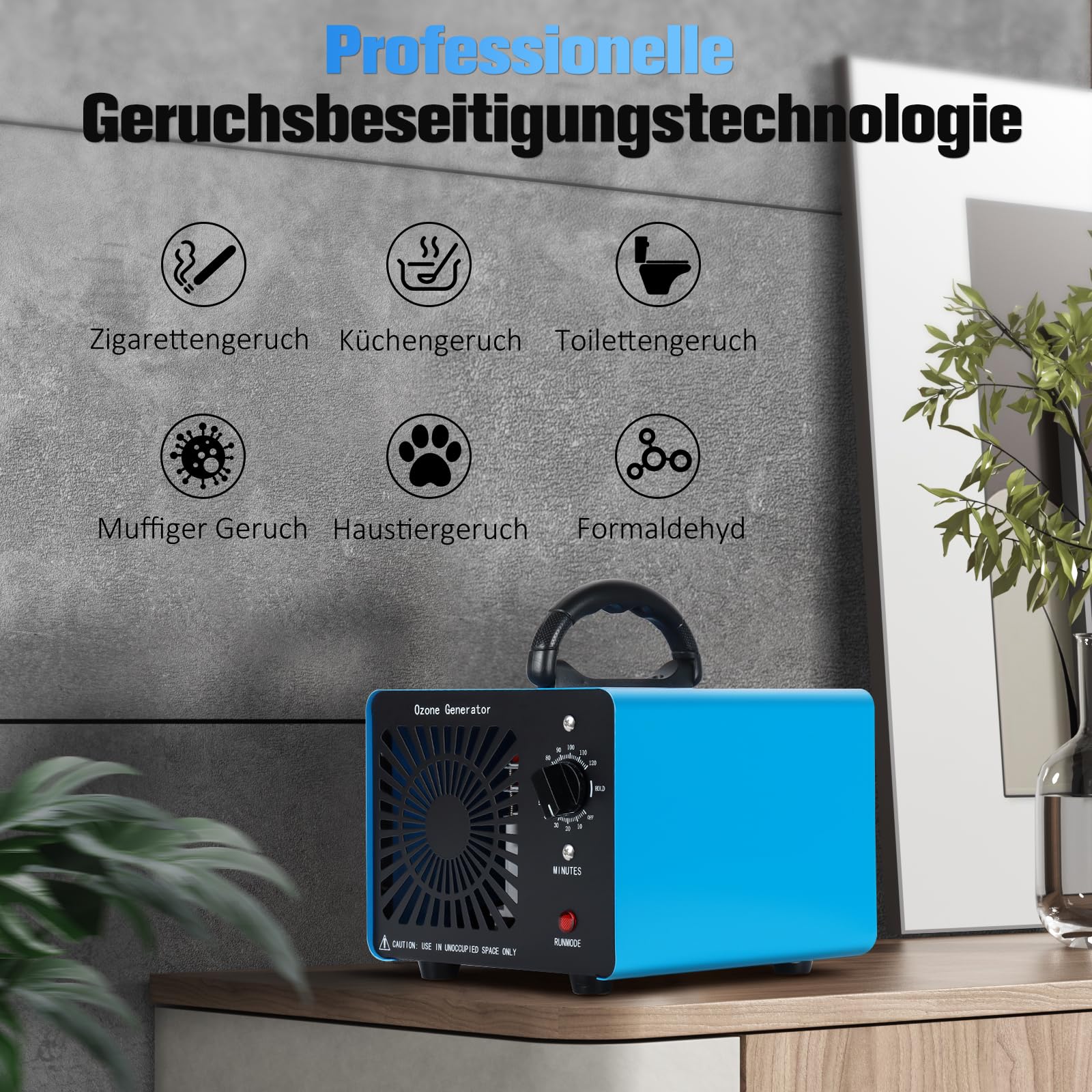 Ozongenerator - Ozon Luftreiniger Ozongerät bis zu 400㎡,120-Minuten-Timer,O3 Ozonisator für Auto Garagen Wohnung Hotels Küche und Haustiere,Reinigen Gerüche/Verschmutzung