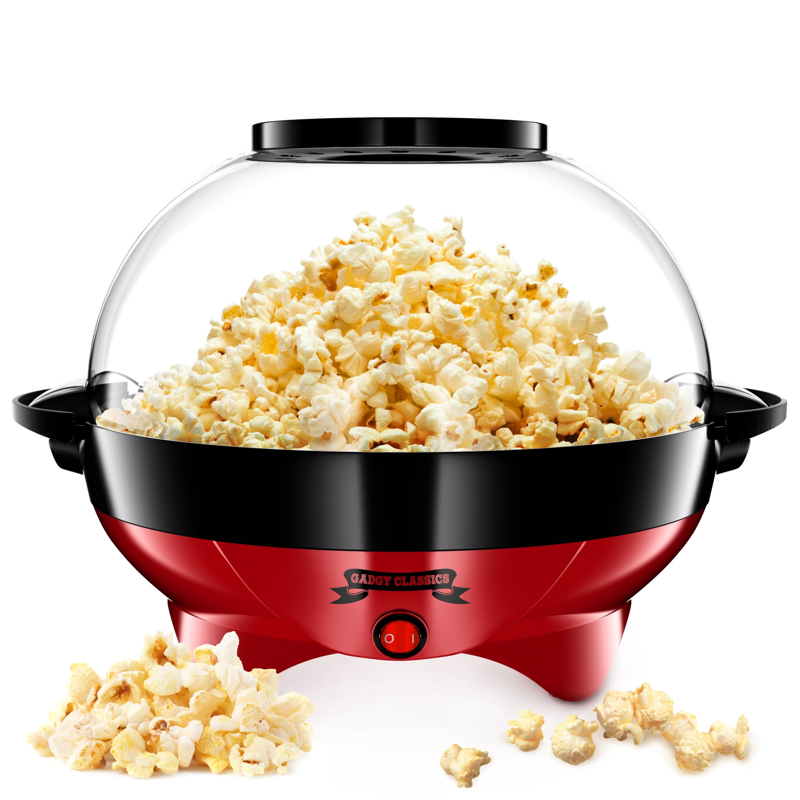 Popcorn Machine Large - Retro Popcorn Maker 5 L - Popcorn Maker with Non-Stick Coating and Removable Heating Surface - Popcorn Machine Red - Popcorn Machine 800 W - Popcorn Machine