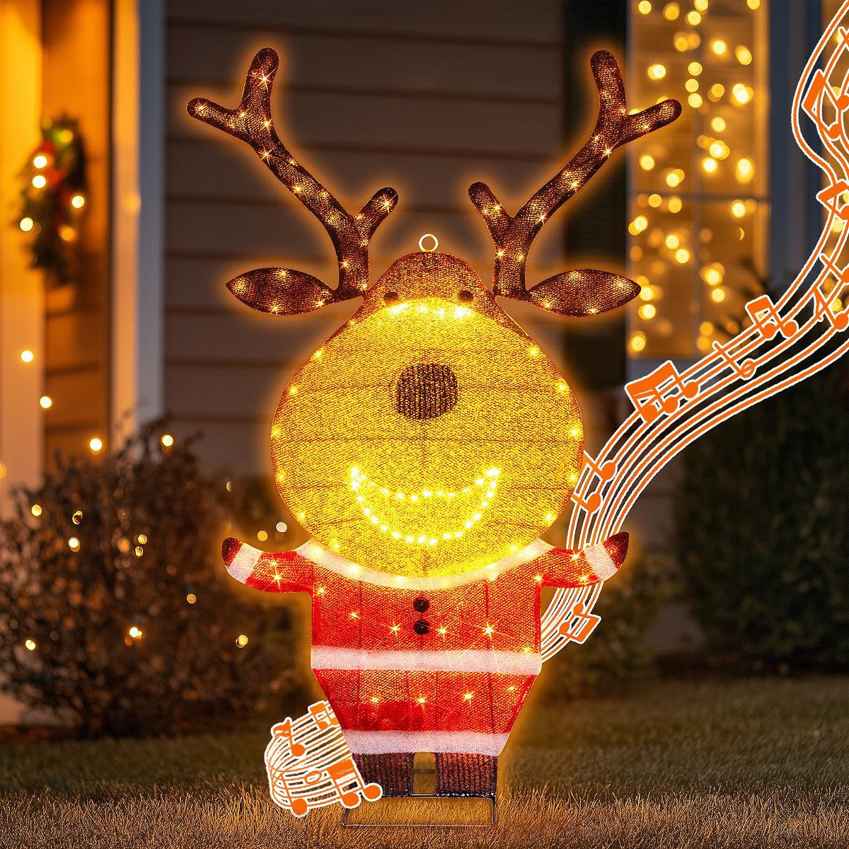 LED Rentier Metall Gold Weiß Eisen Rahmen Beleuchtet Weihnachtshirsch warm weiß Weihnachten Deko für Innen Aussen