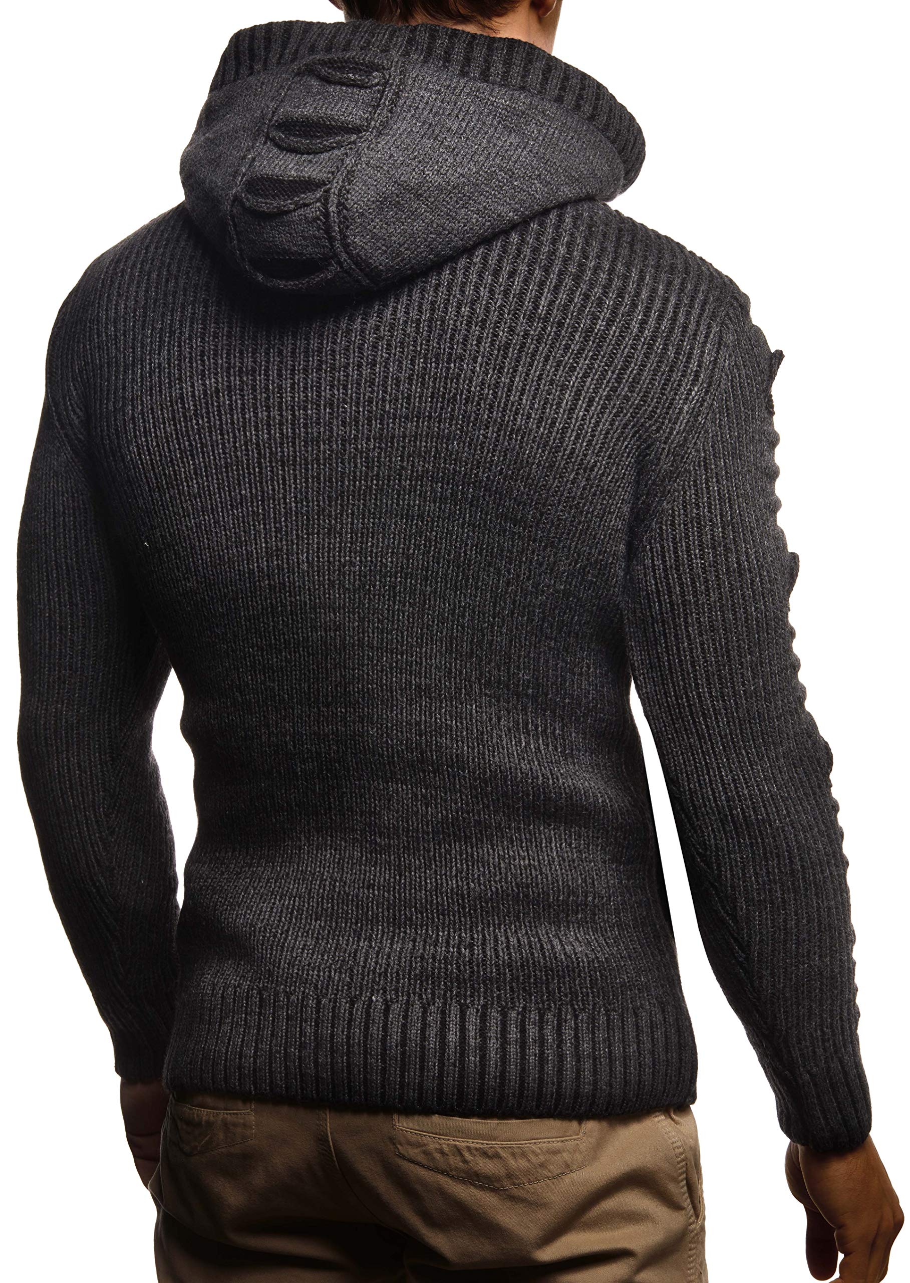 Herren Cardigan mit Hood und Zip, gestrickte Sweat Jacket für Winter und Sommer